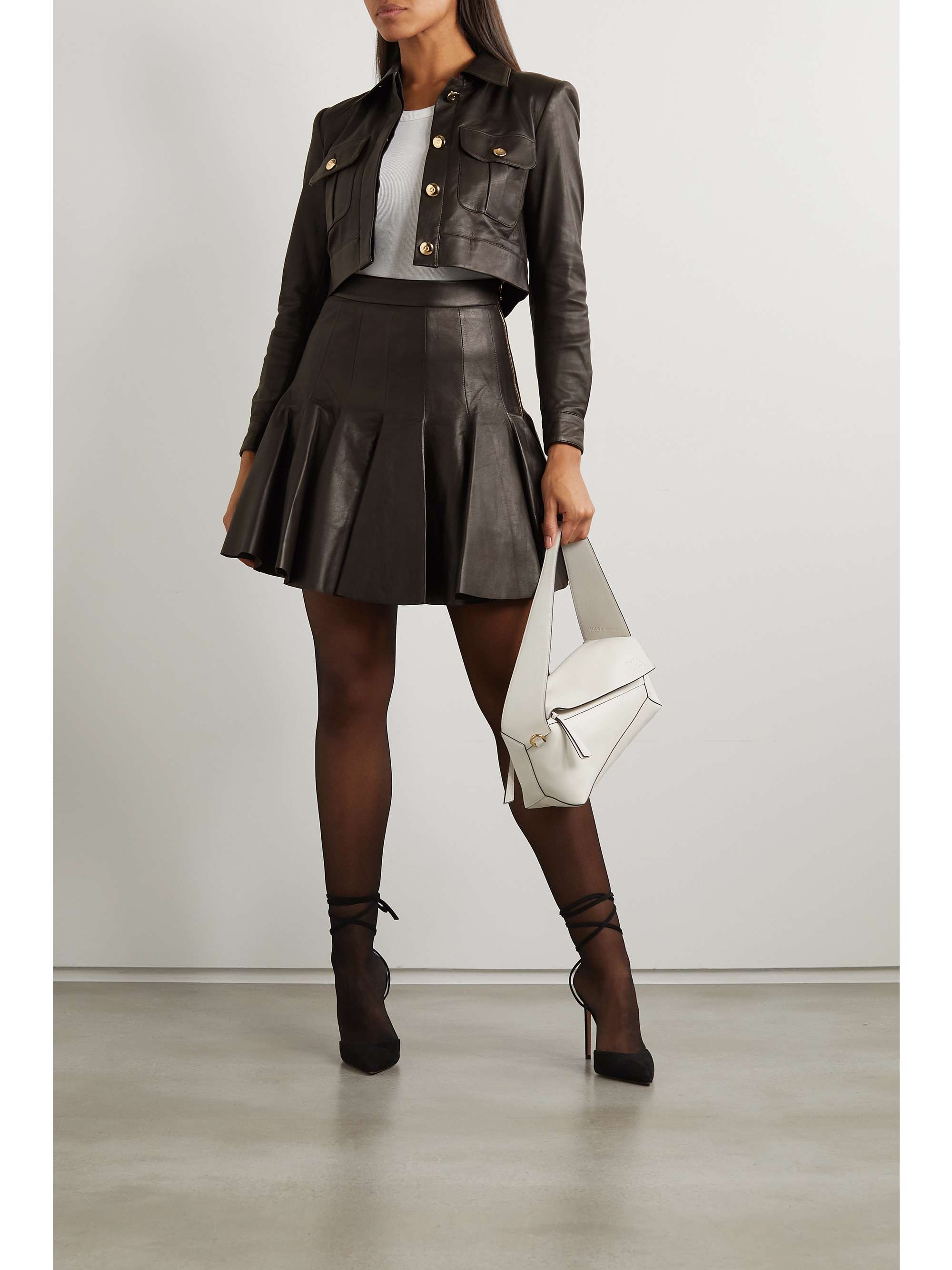 SERGIO HUDSON Cropped leather jacket