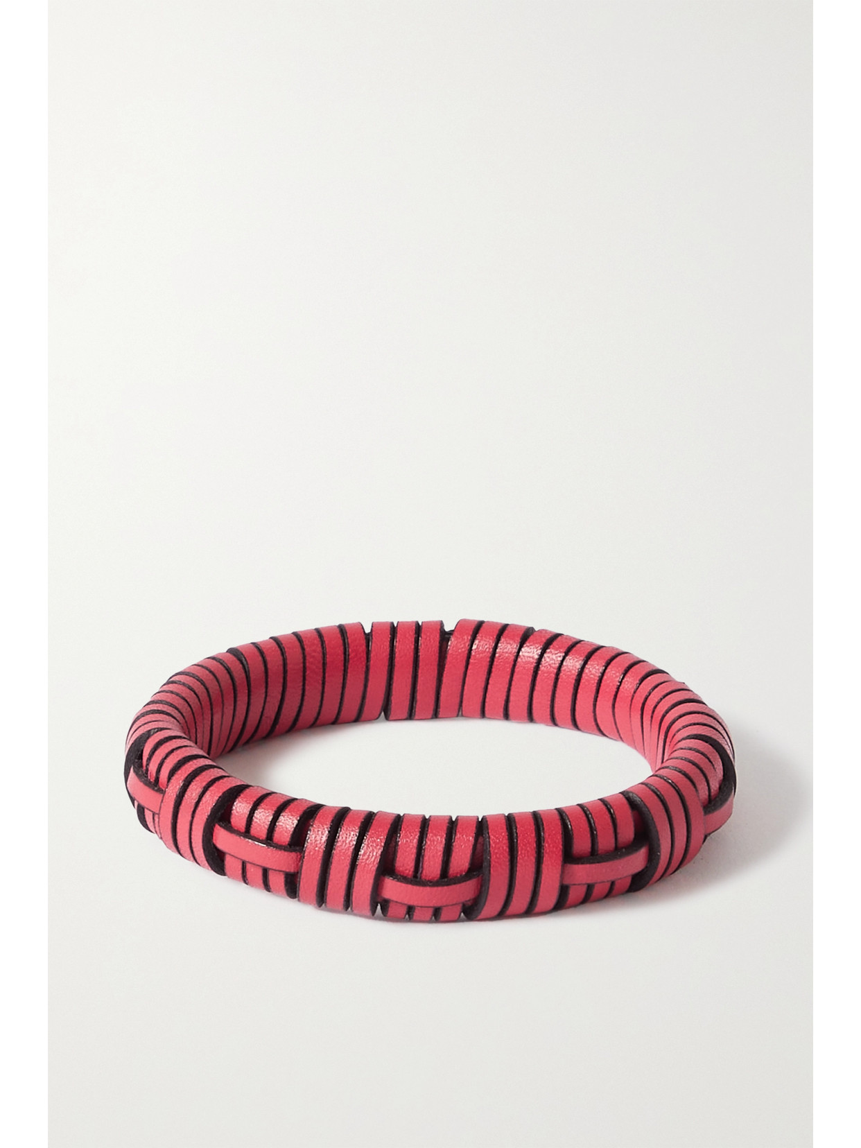 Loewe + Paula's Ibiza Interlock Leather And Gold-tone Bangle In Red