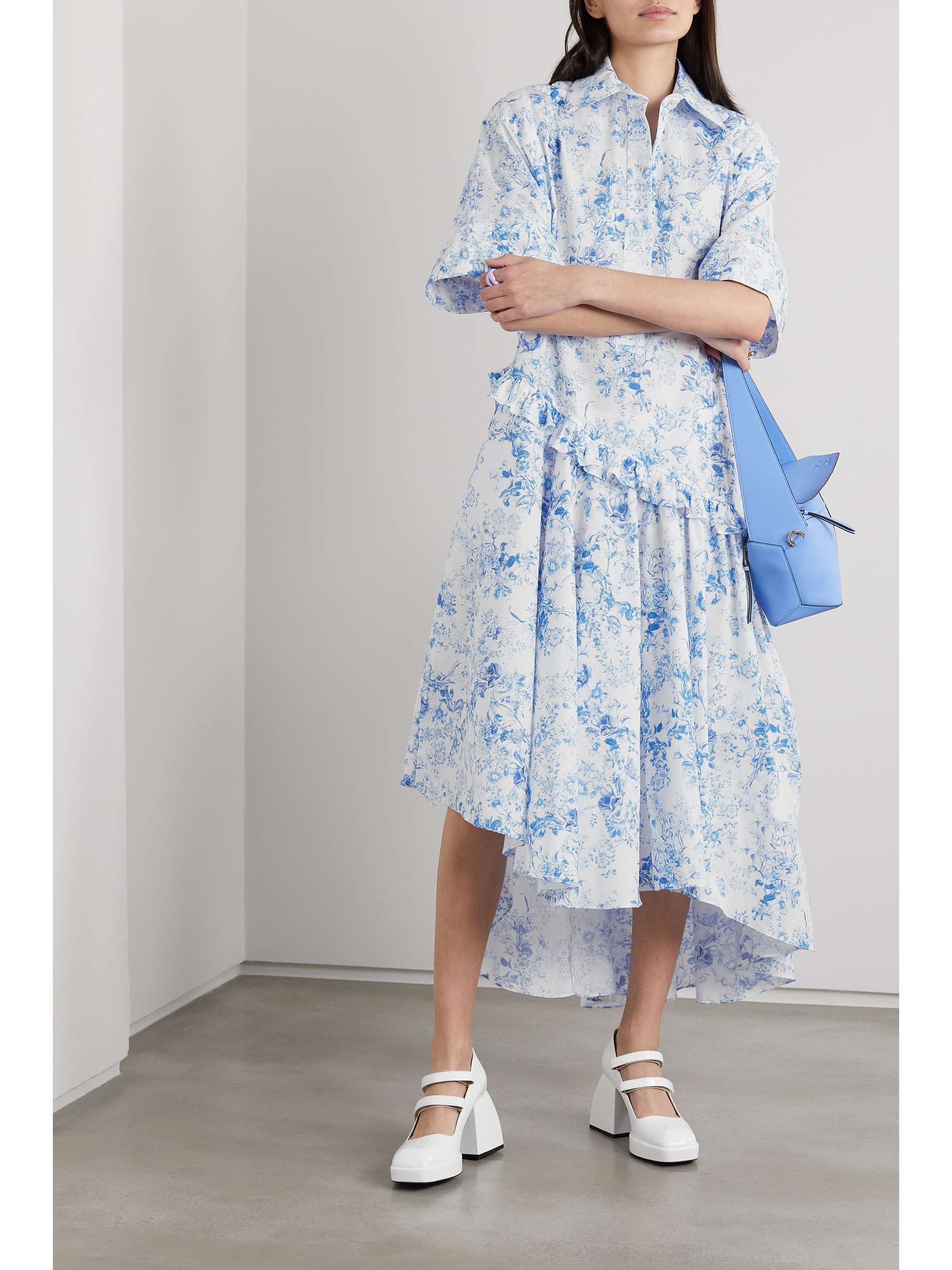 PREEN BY THORNTON BREGAZZI Atreides asymmetric ruffled floral-print ...