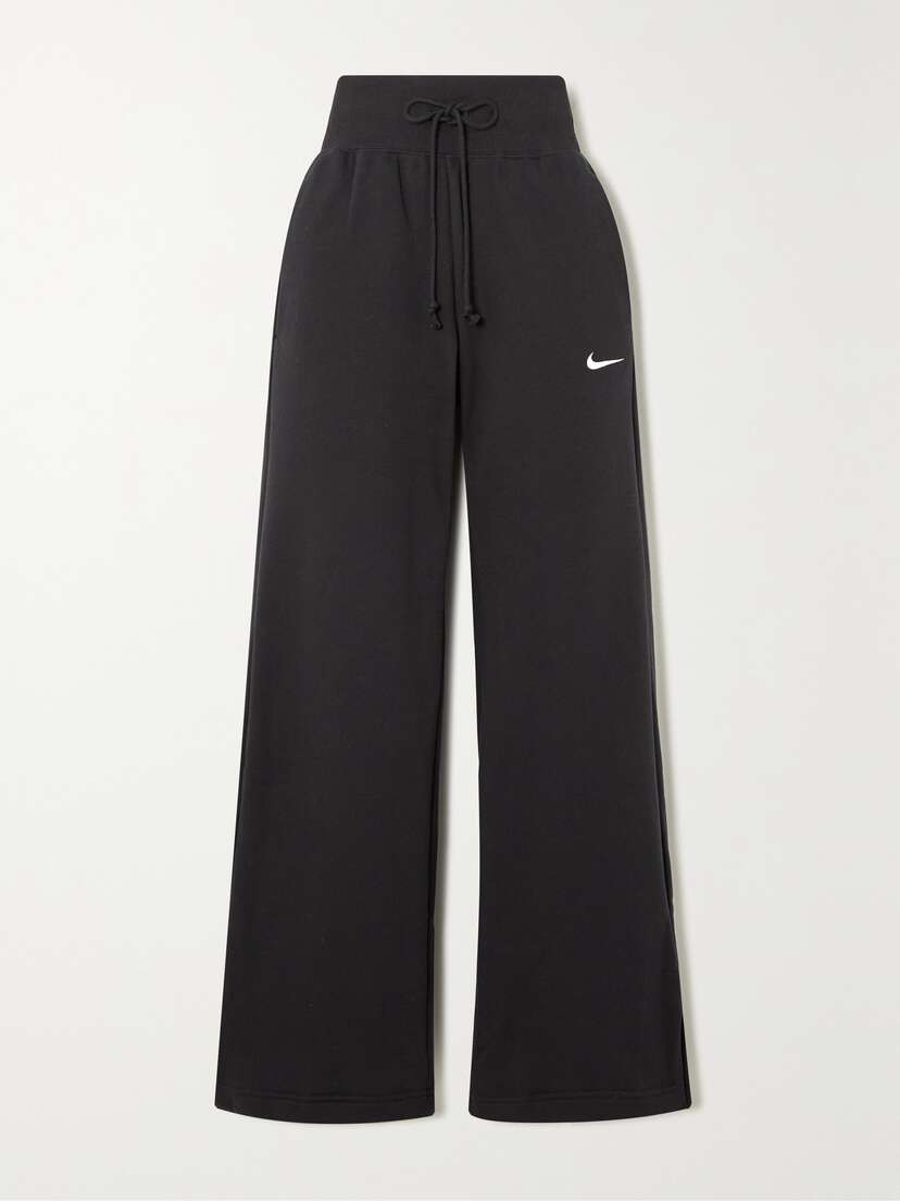 Nike Phoenix Fleece Embroidered Cotton-blend Jersey Wide-leg Track Pants