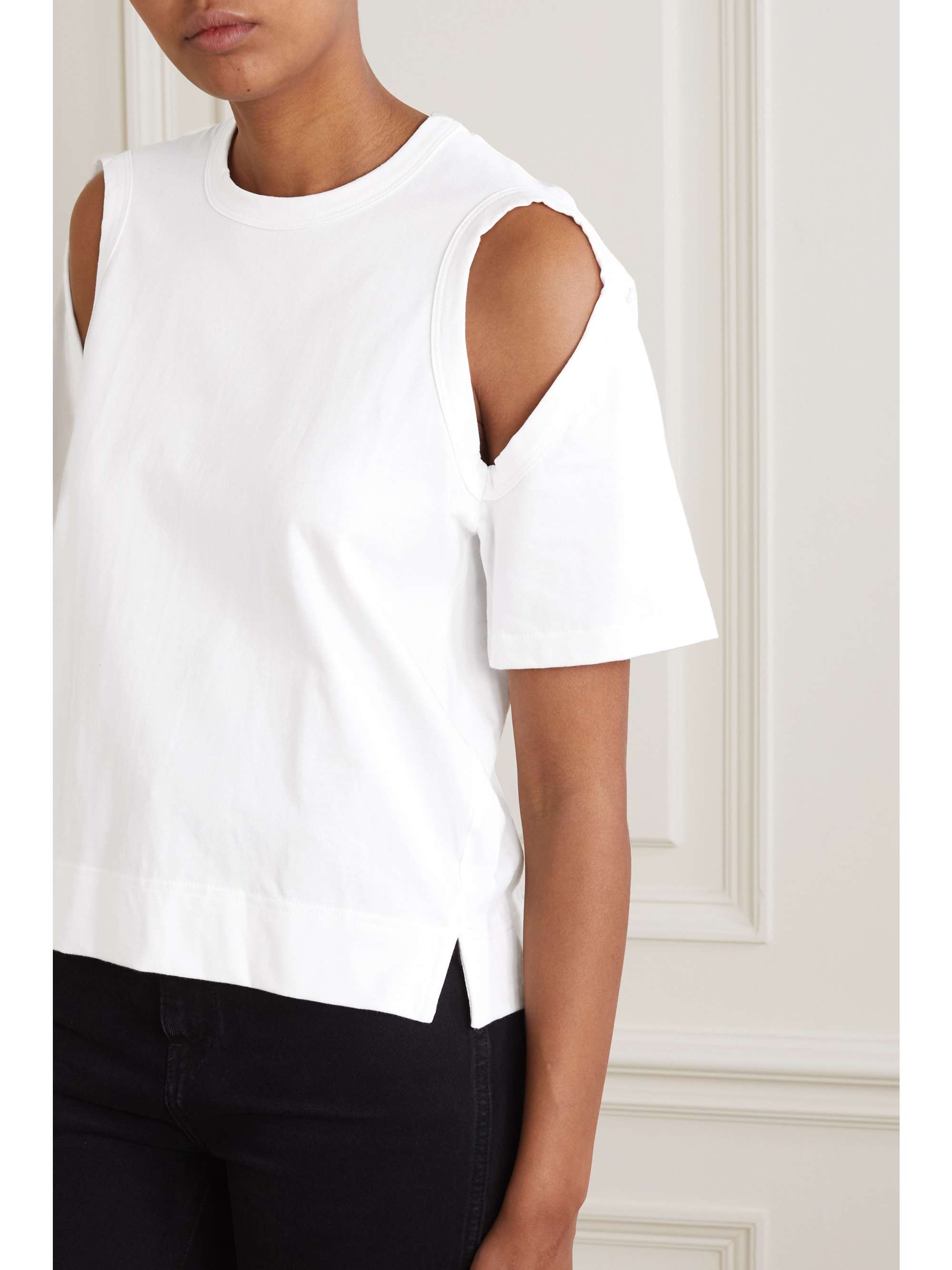 BASSIKE + NET SUSTAIN cutout organic cotton-jersey T-shirt