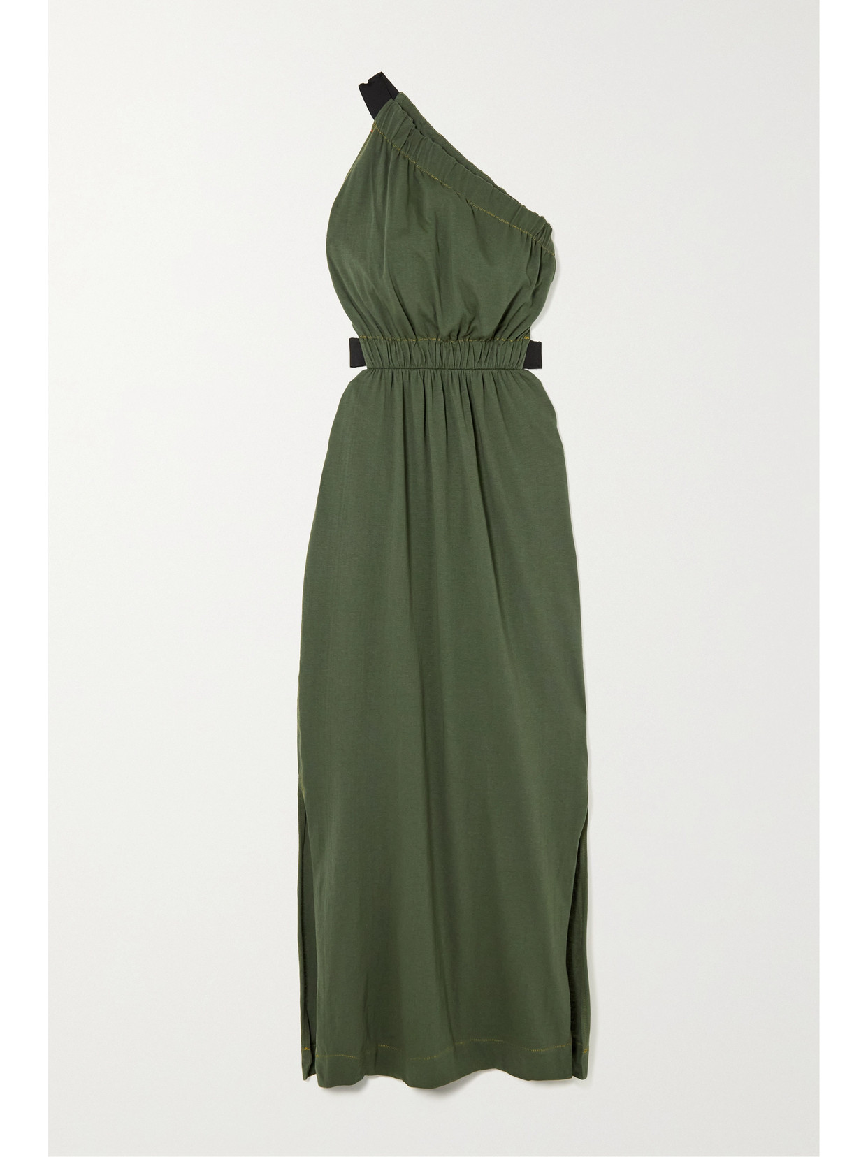 bassike Bassike - + Net Sustain One-shoulder Cutout Organic Cotton-jersey Midi Dress - Green