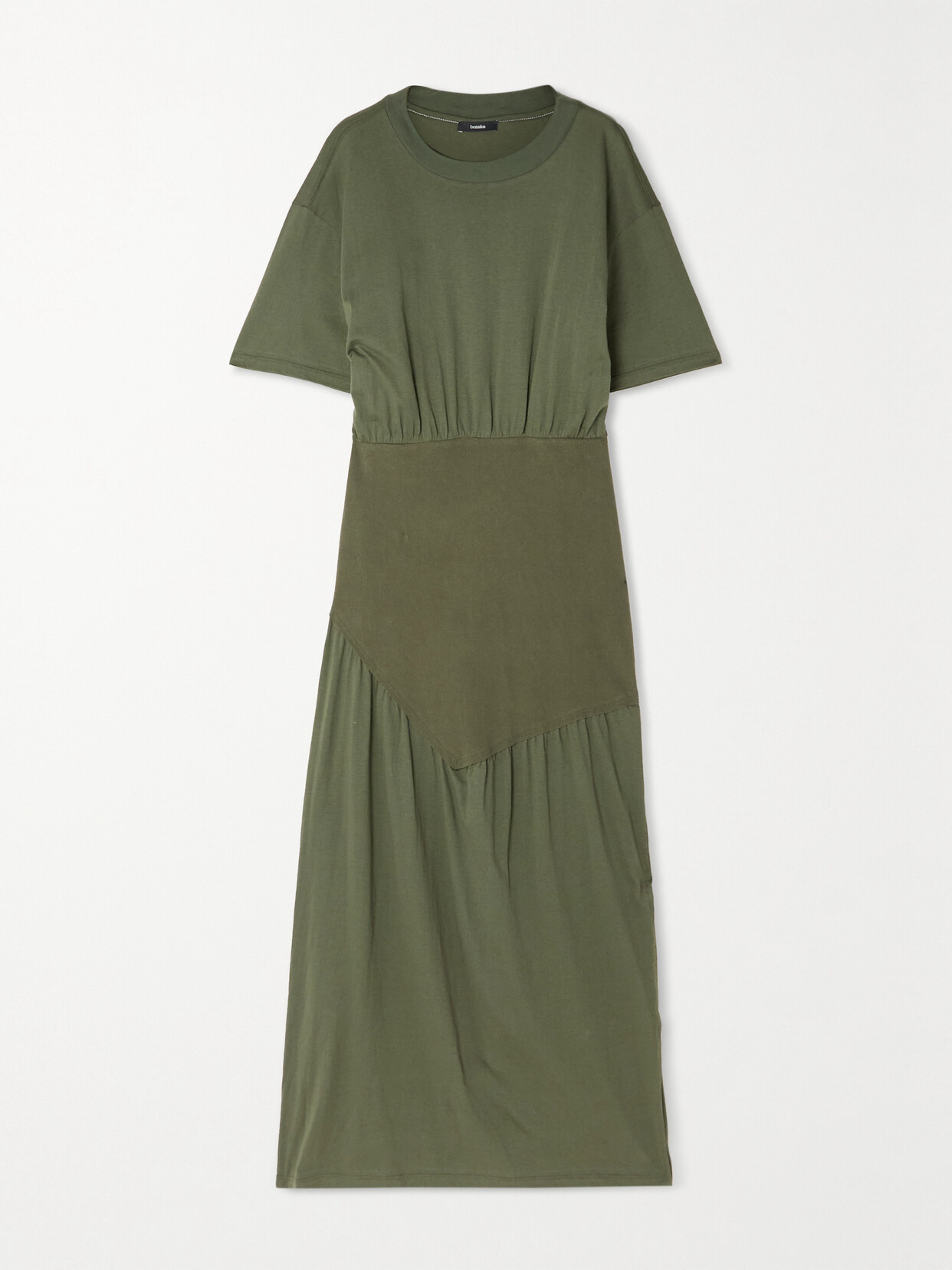 Bassike - + Net Sustain Jersey-paneled Organic Cotton-blend Poplin Maxi Dress - Green