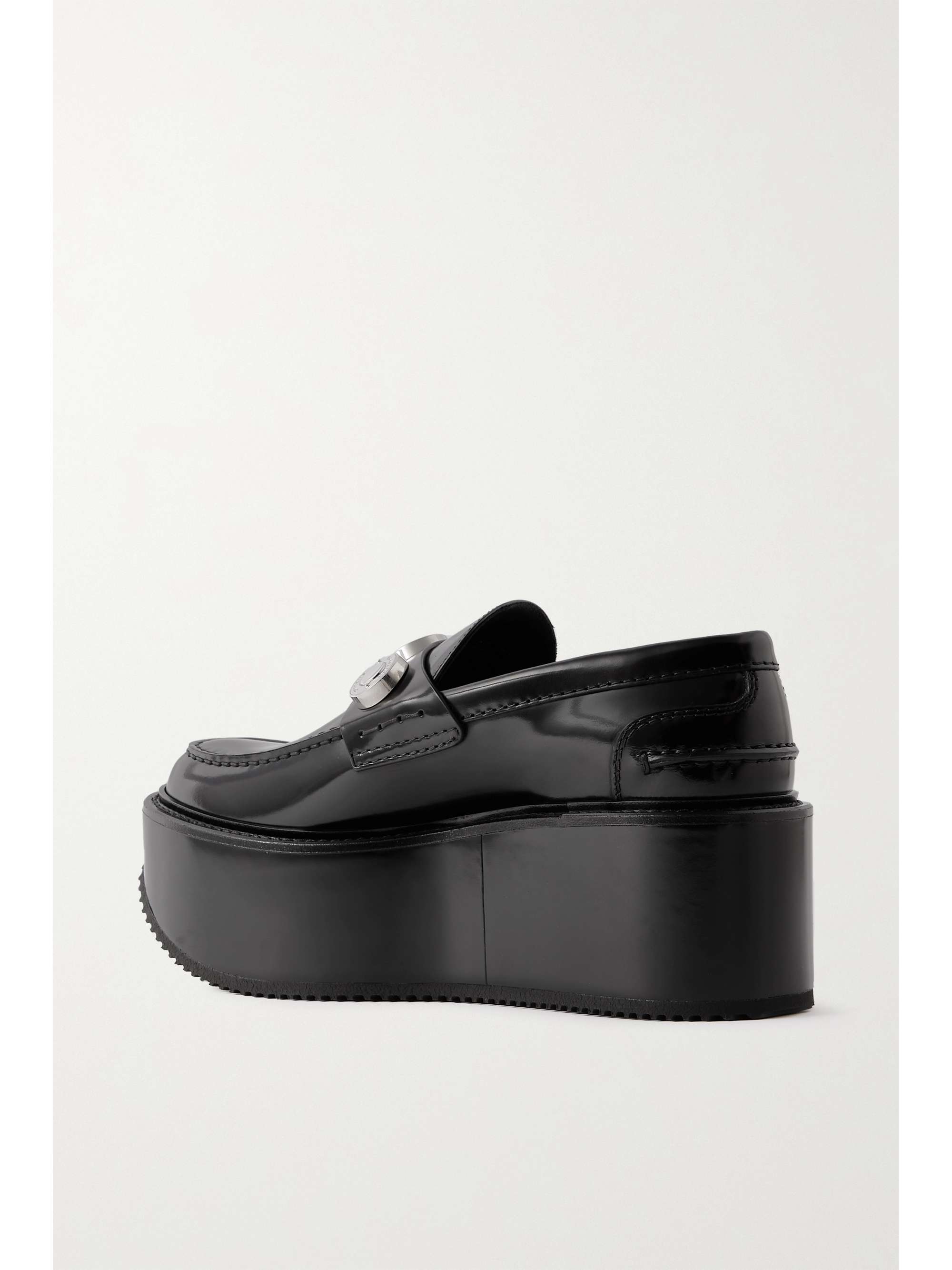 BURBERRY Logo-embellished glossed-leather platform loafers