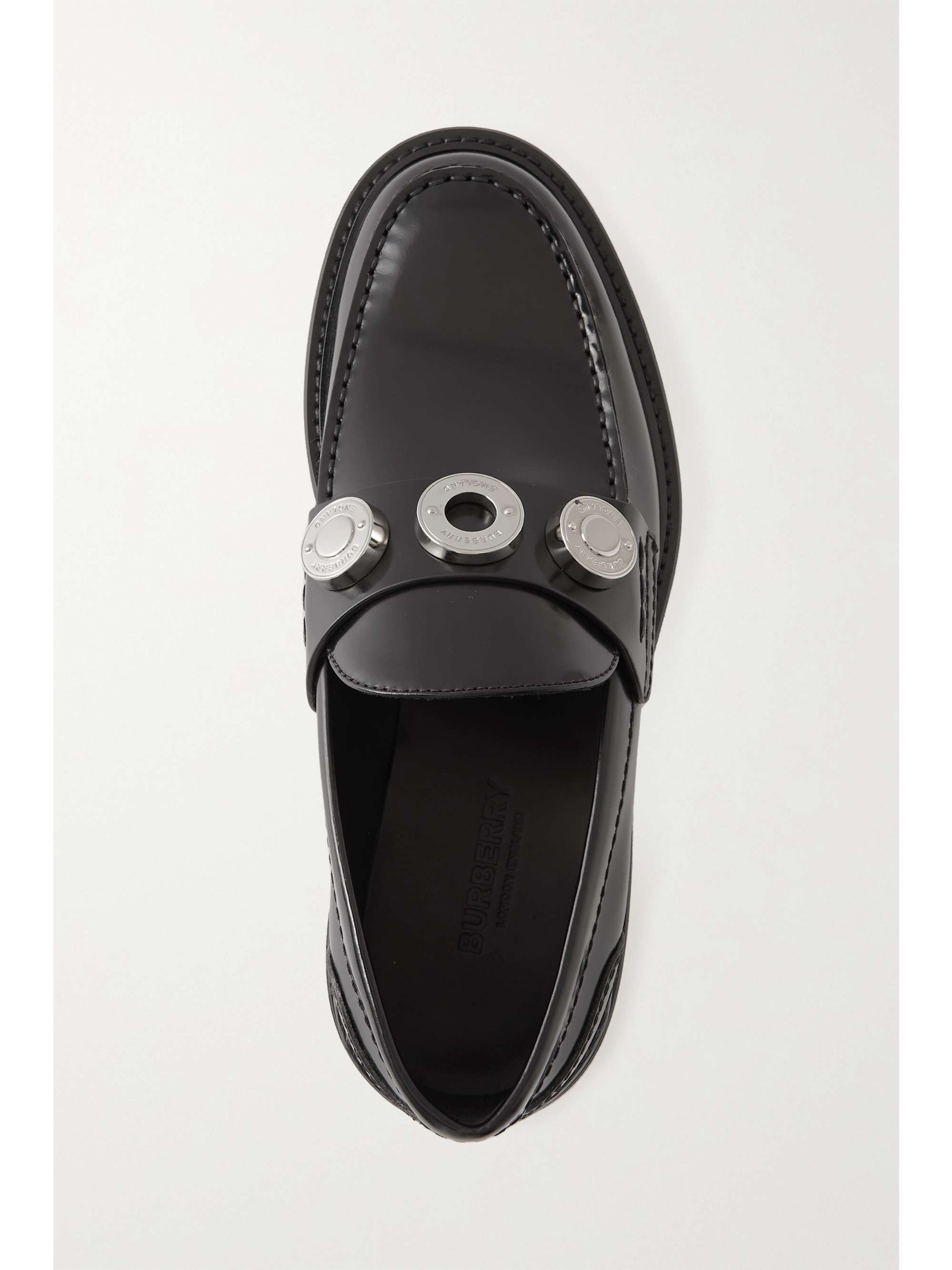 BURBERRY Logo-embellished glossed-leather platform loafers
