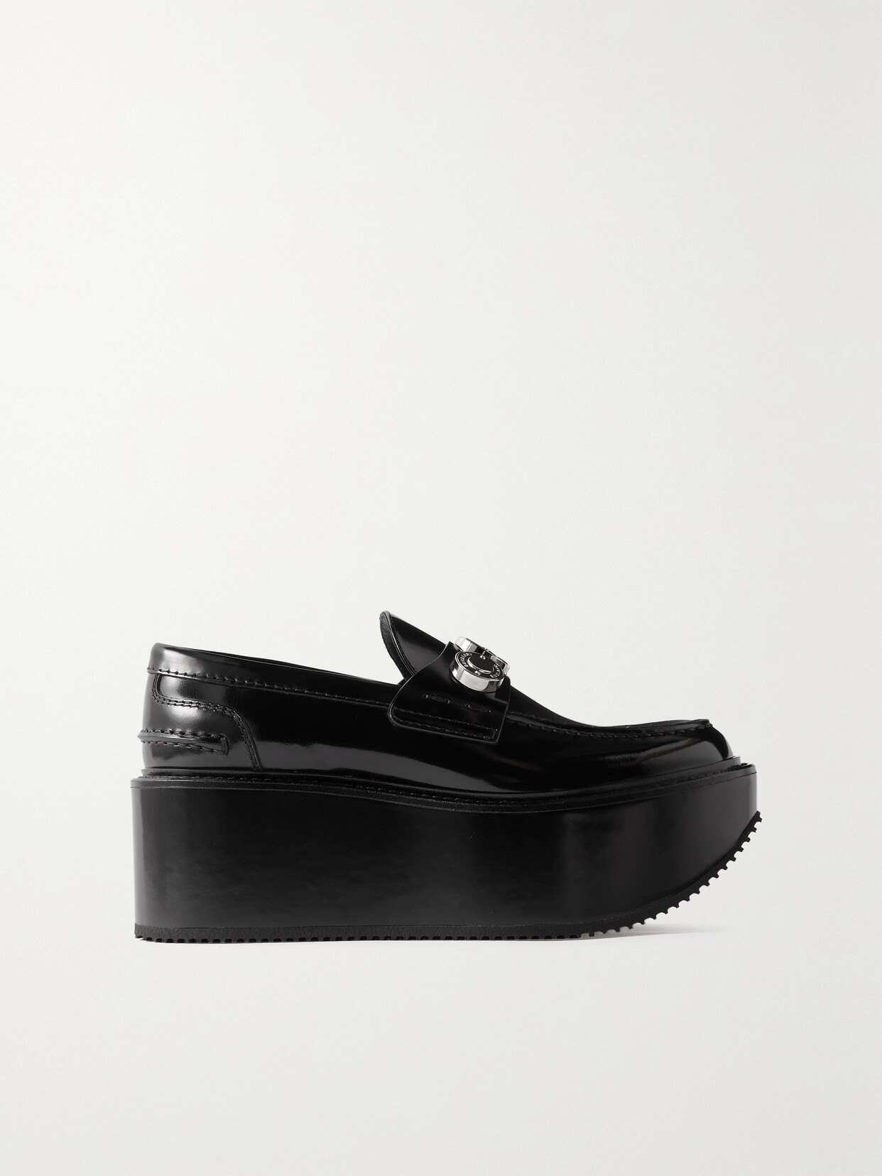 Burberry - Logo-embellished Glossed-leather Platform Loafers - Black