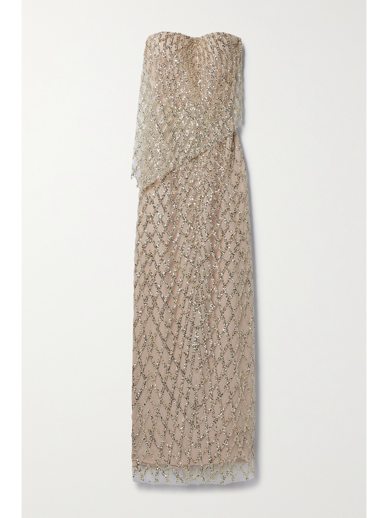 reem acra gold dress Cap Sleeve Lame Gown with Circle Skirt | Reem Acra main image 0