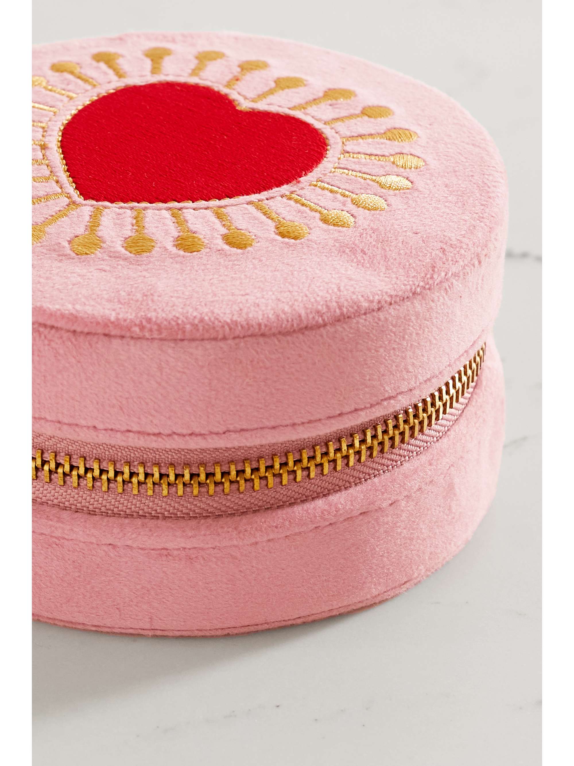 L'ATELIER NAWBAR Sacred Heart embroidered velvet jewelry box