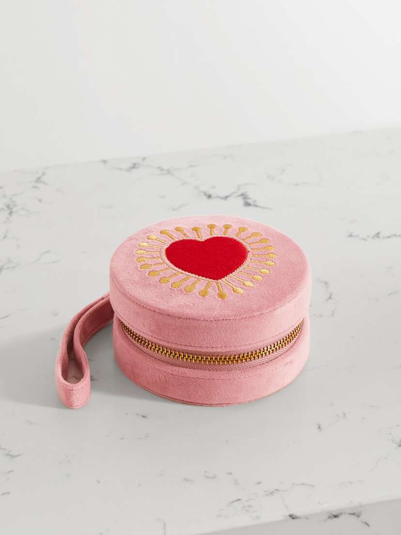 L’Atelier Nawbar Sacred Heart Embroidered Velvet Jewelry Box