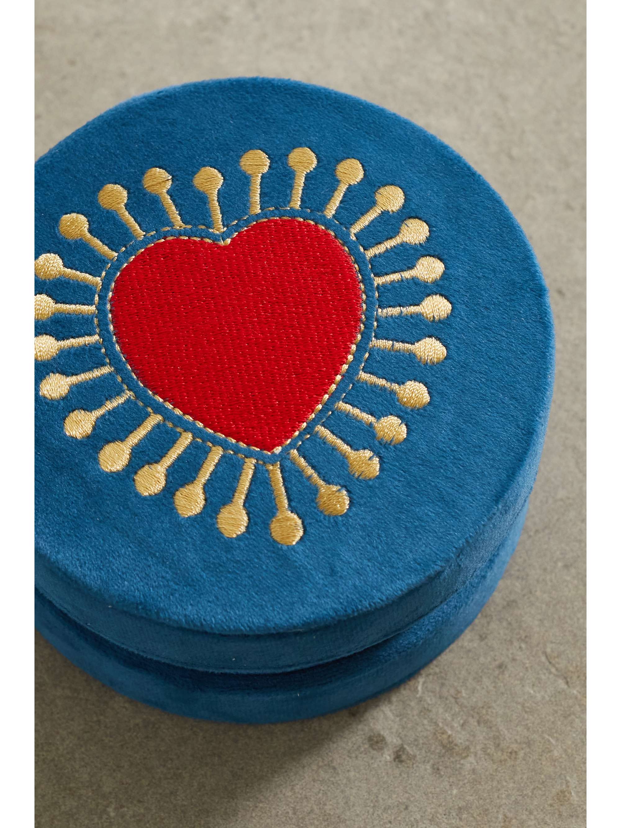 L'ATELIER NAWBAR Sacred Heart embroidered velvet jewelry box