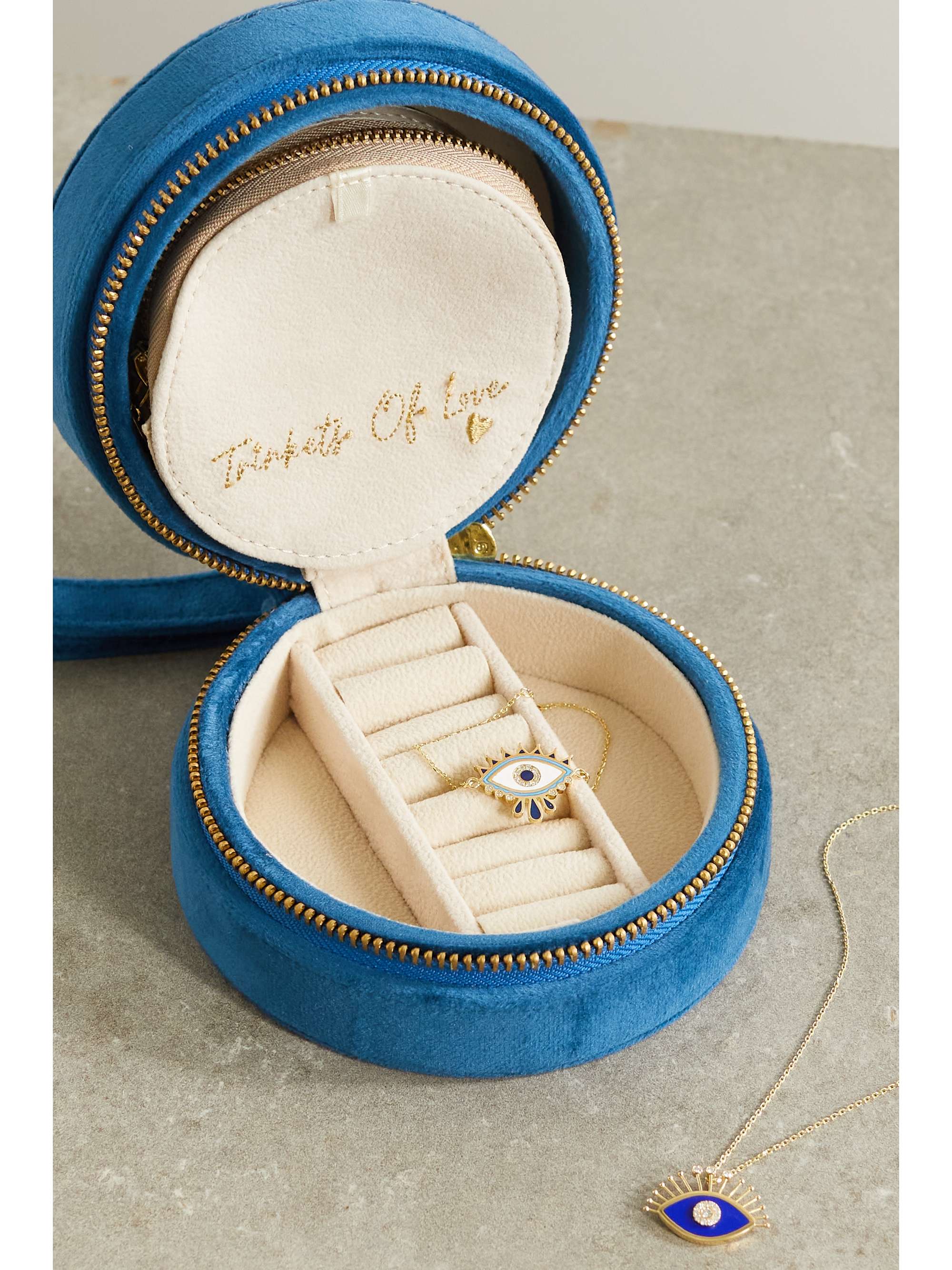 L'ATELIER NAWBAR Sacred Heart embroidered velvet jewelry box