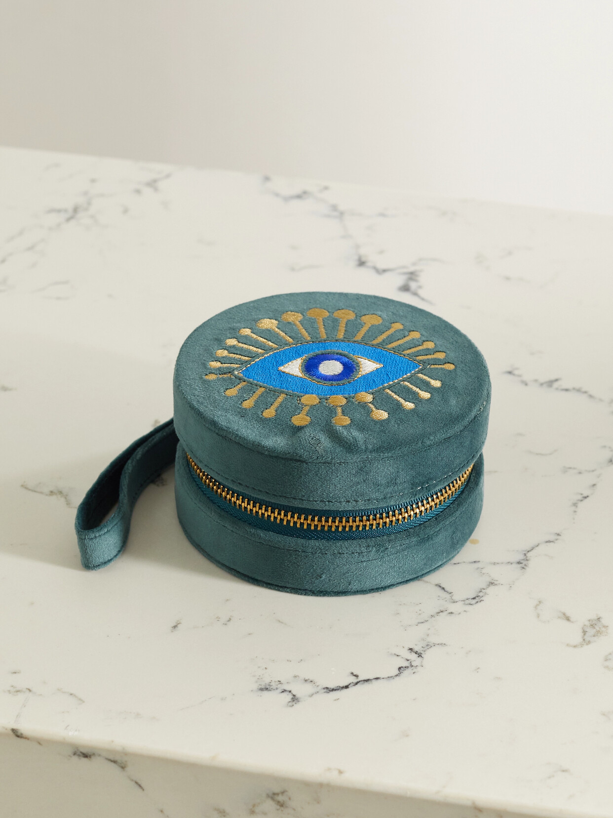 L'Atelier Nawbar - Rebel Eye Embroidered Velvet Jewelry Box - Green