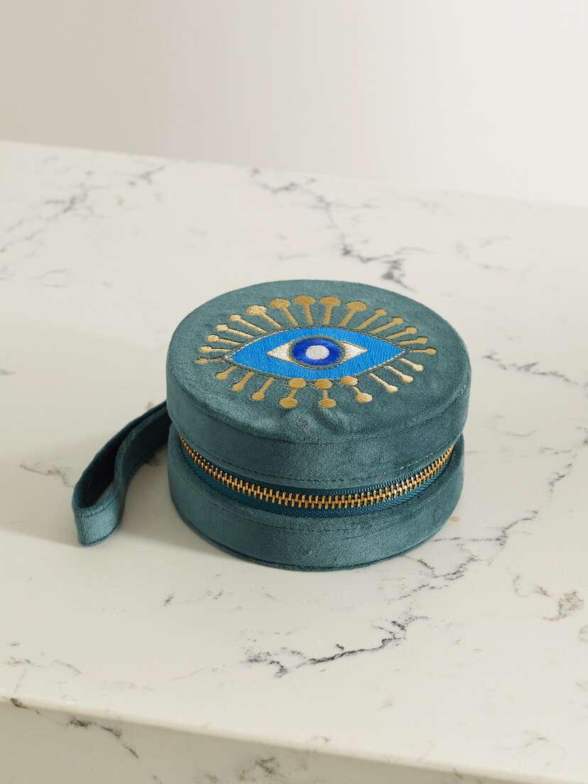 L’Atelier Nawbar Rebel Eye Embroidered Velvet Jewelry Box