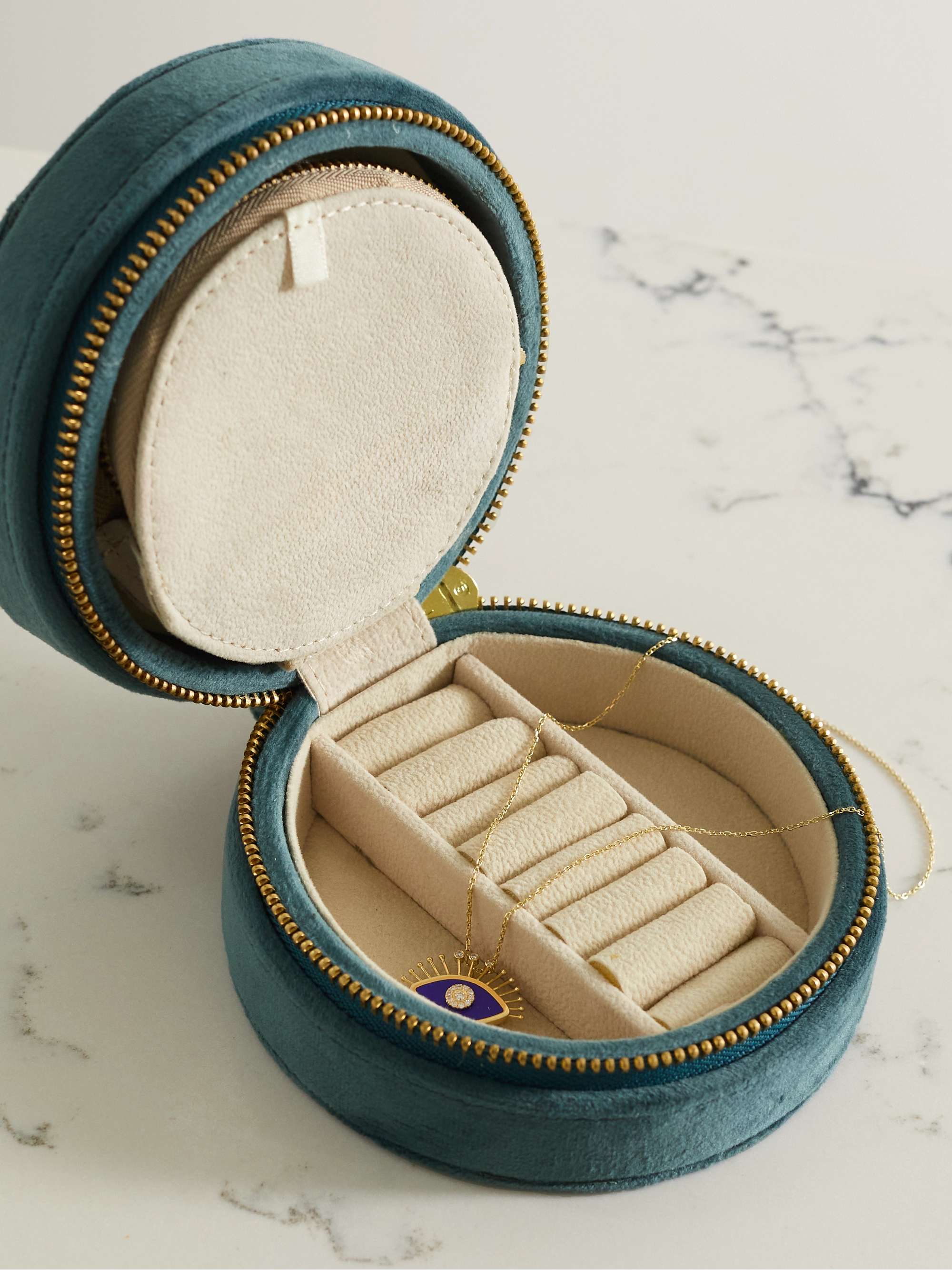 L'ATELIER NAWBAR Sacred Heart embroidered velvet jewelry box