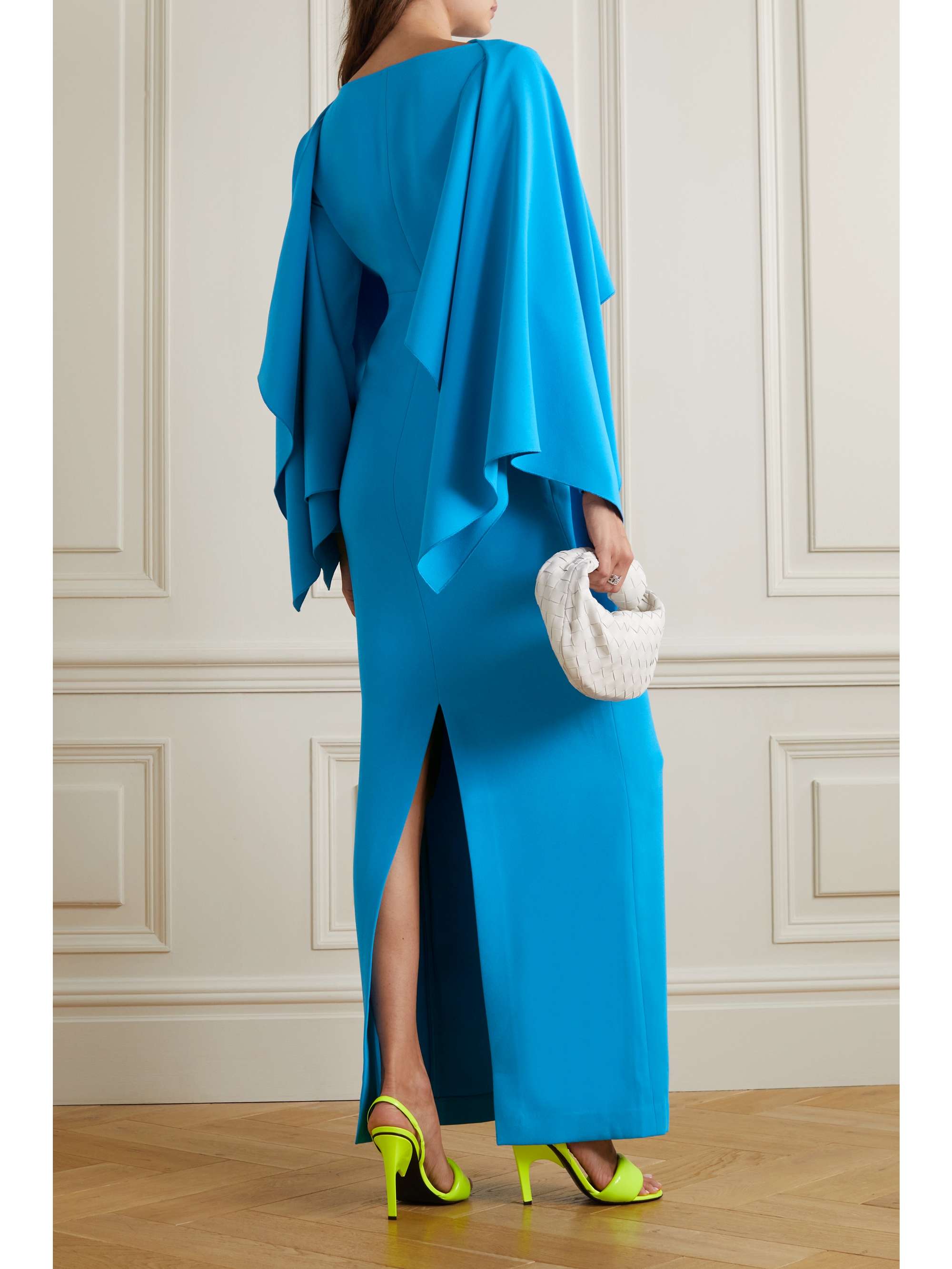 SOLACE LONDON Yael cape-effect crepe maxi dress