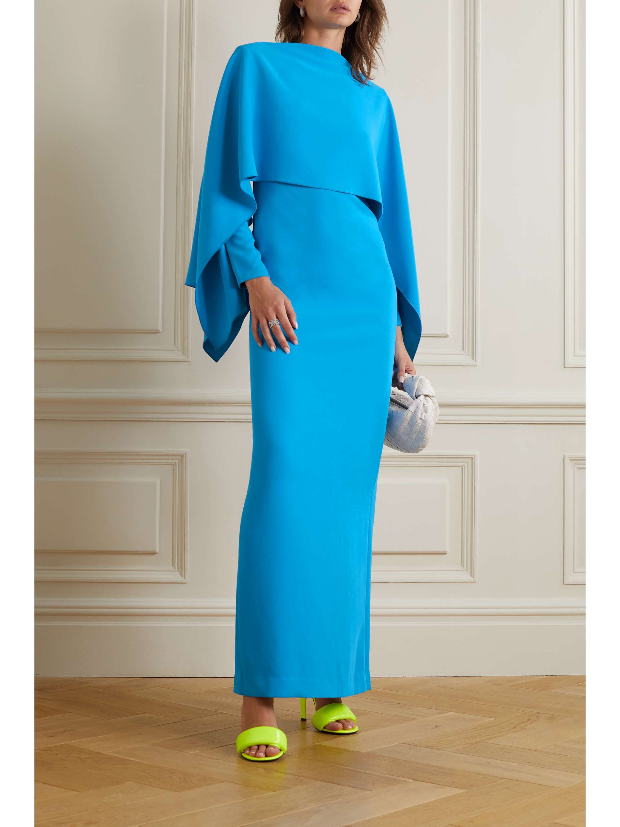 SOLACE LONDON Yael cape-effect crepe maxi dress