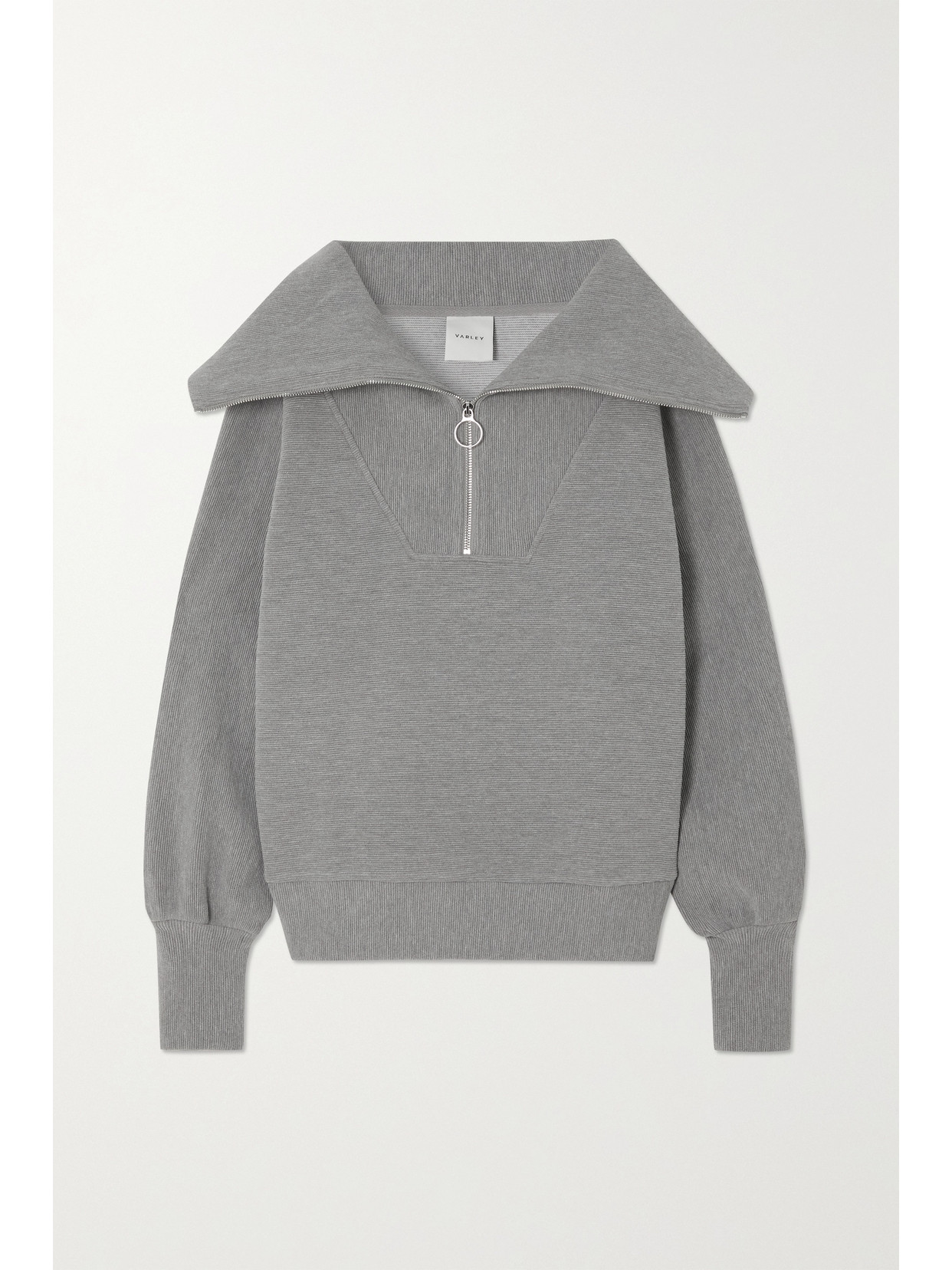 Shop Varley Vine Ribbed Cotton-blend Jersey Sweatshirt In Gray