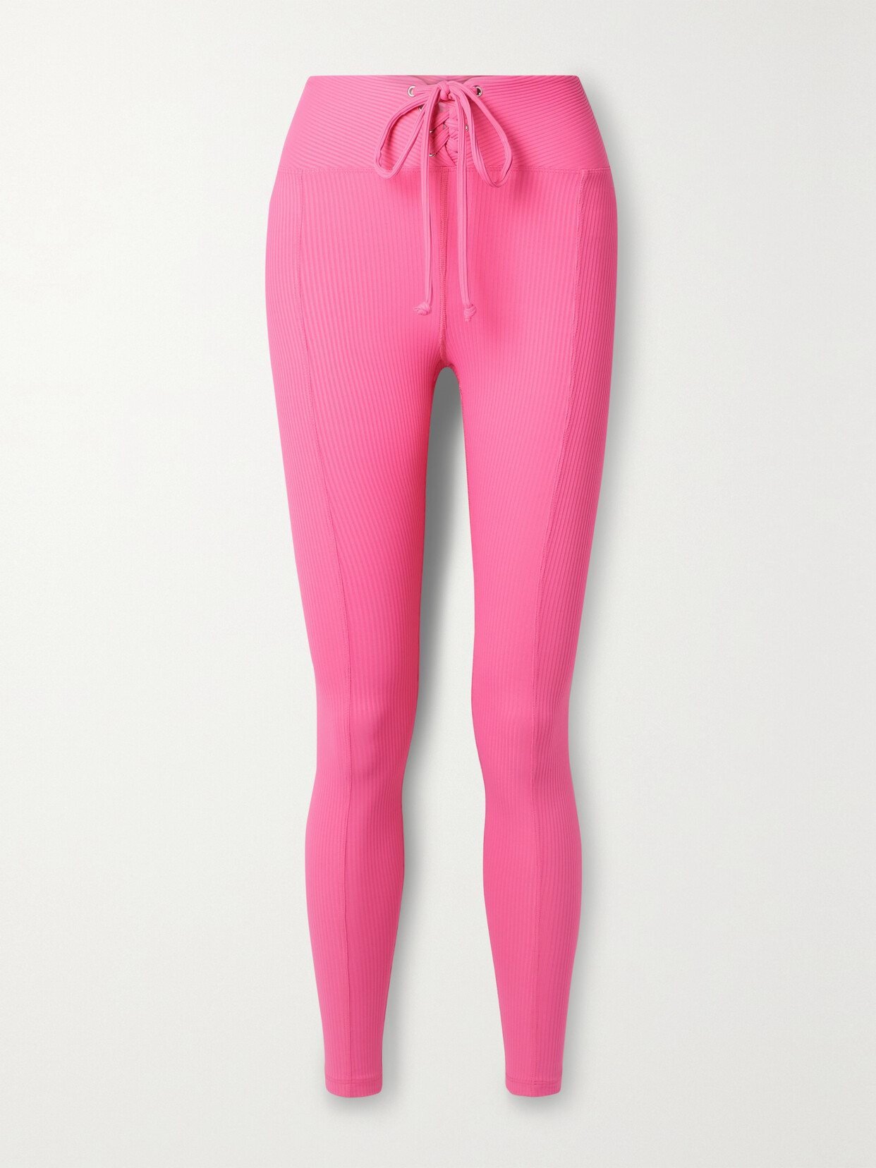 Year of Ours - Football Lace-up Ribbed Stretch-jersey Leggings - Bright pink 22 Awaiting product image