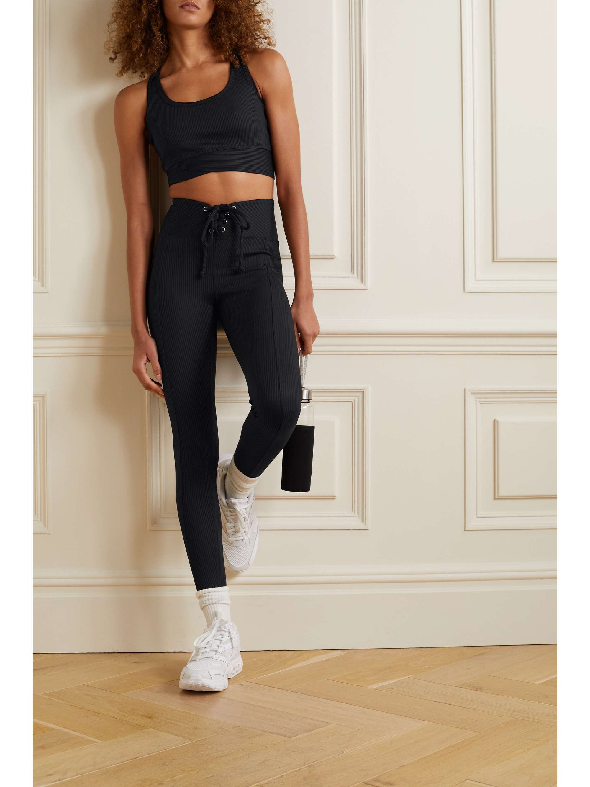 YEAR OF OURS Football lace-up ribbed stretch-jersey leggings