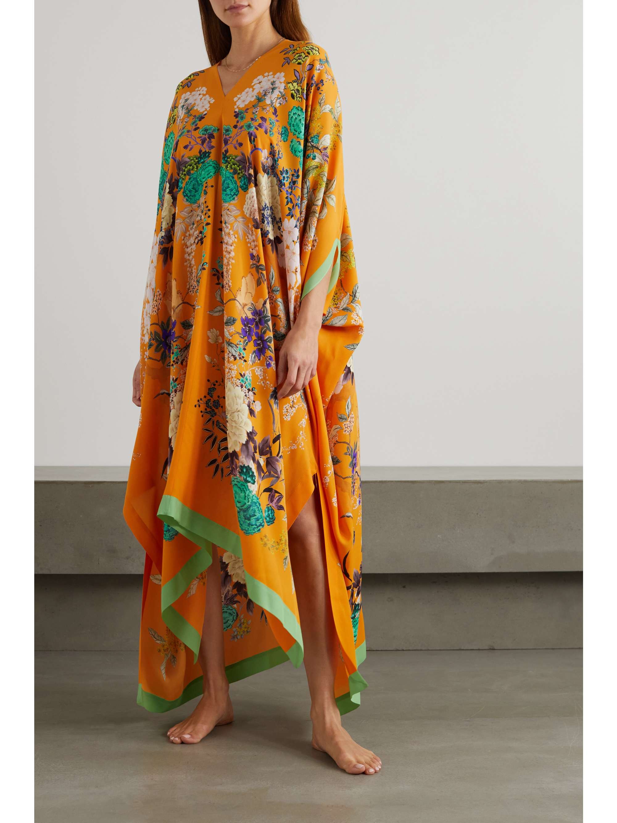 MENG Floral-print silk-georgette kaftan