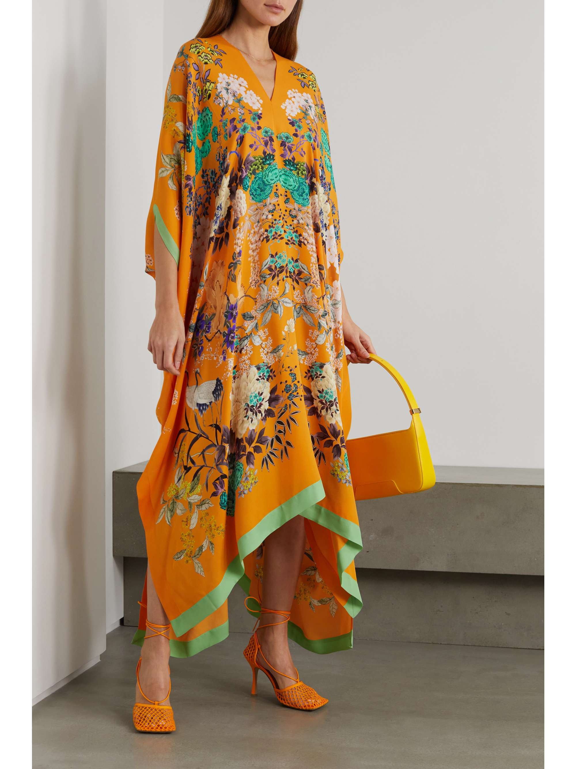 MENG Floral-print silk-georgette kaftan