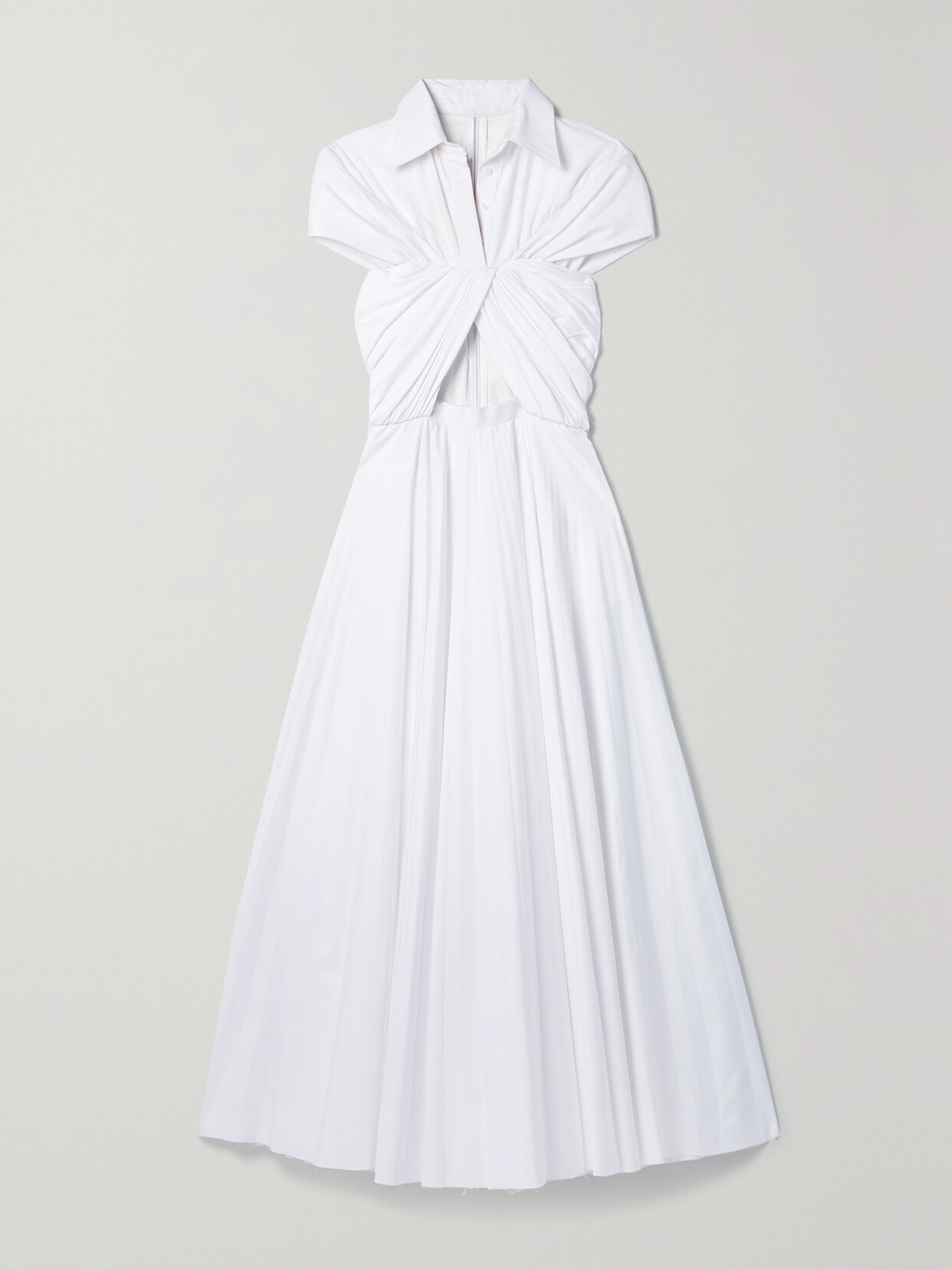 Brandon Maxwell Cutout Pleated Cotton-poplin Shirt Dress