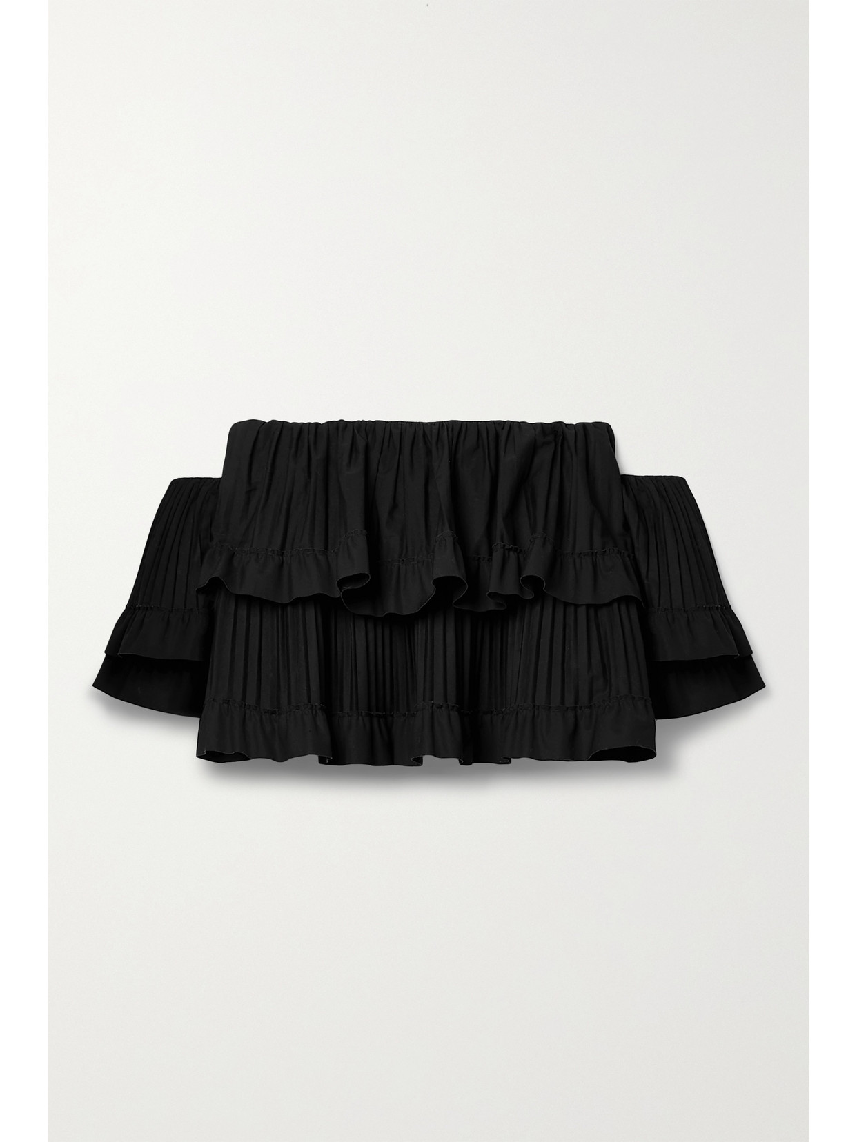 Brandon Maxwell Off-the-shoulder Tiered Poplin Top