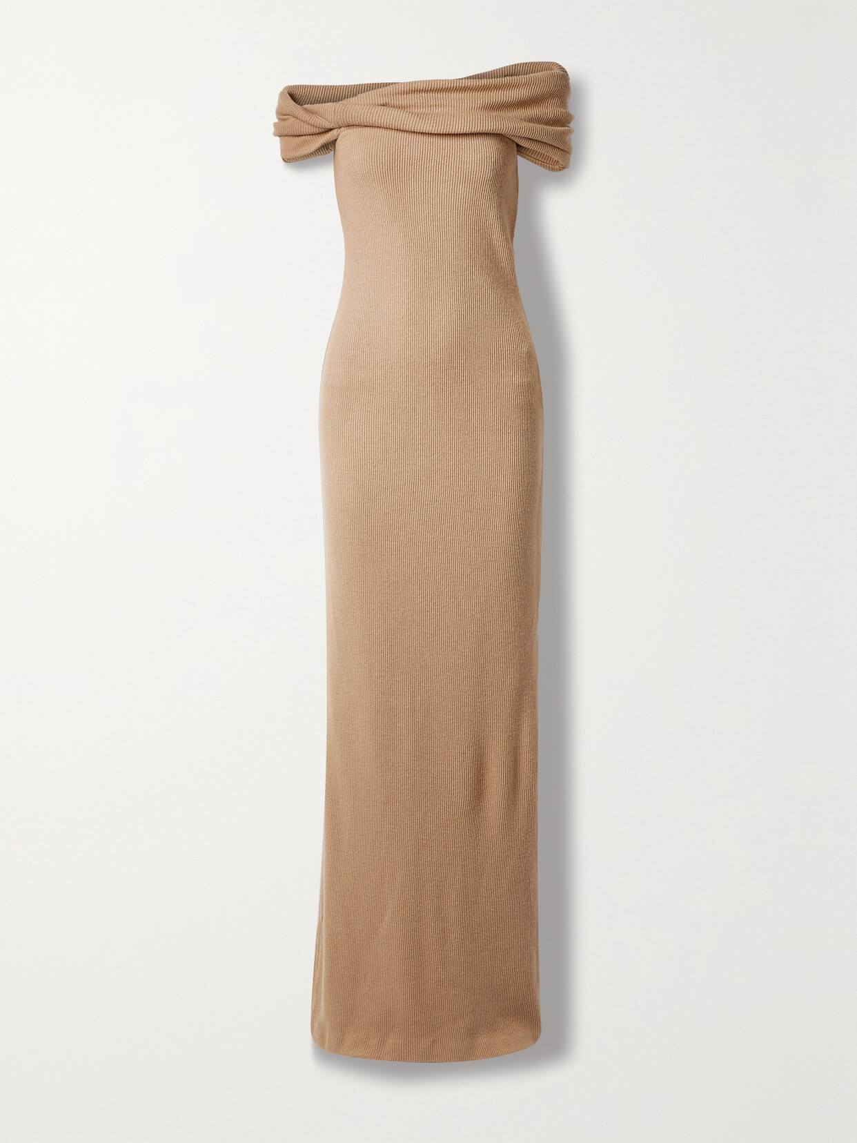 Brandon Maxwell Off-the-shoulder Cutout Ribbed-knit Maxi Dress