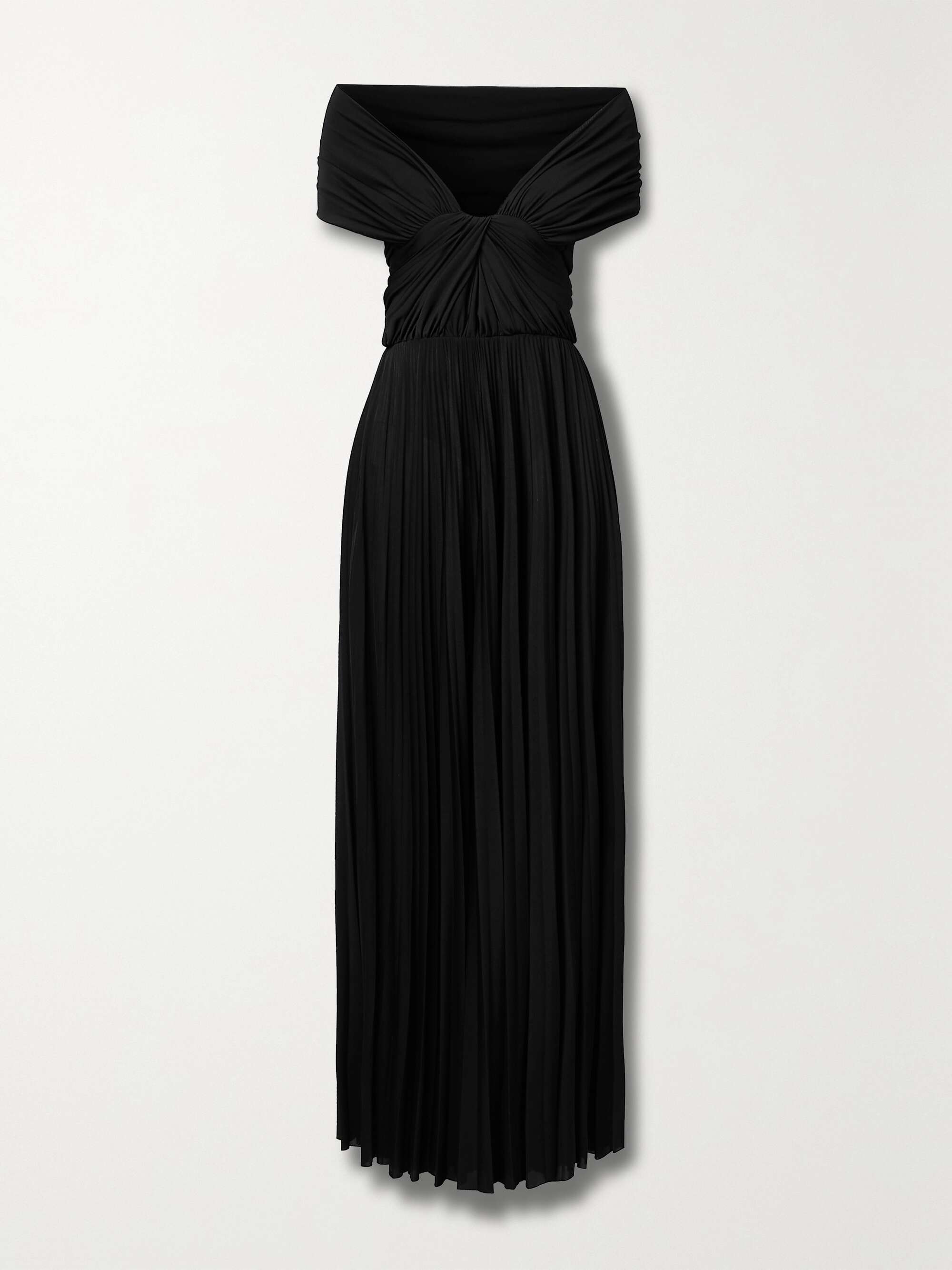 Off the shoulder draped jersey maxi dress