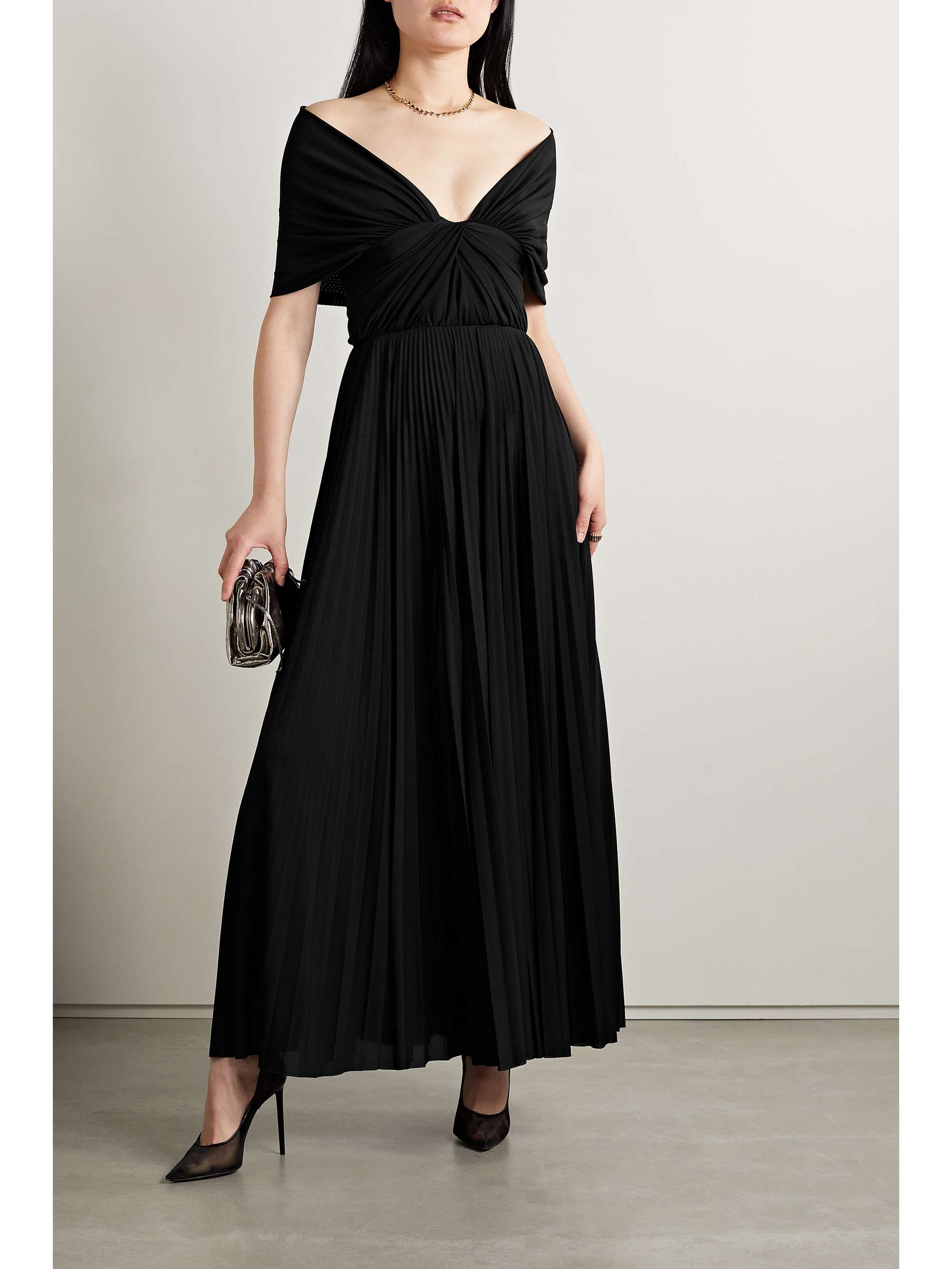 BRANDON MAXWELL Off-the-shoulder draped jersey maxi dress