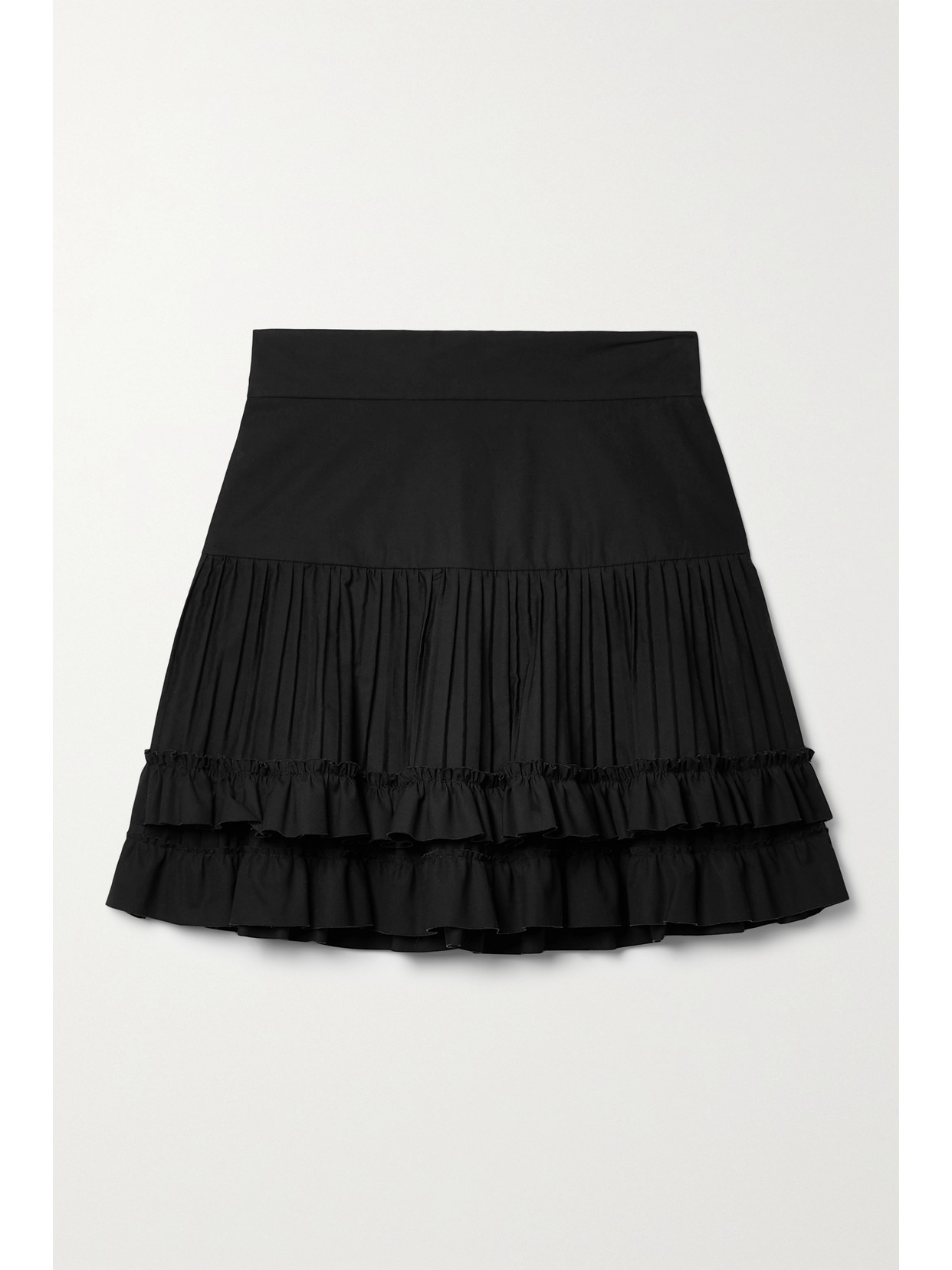 Brandon Maxwell Pleated Tiered Cotton-poplin Mini Skirt