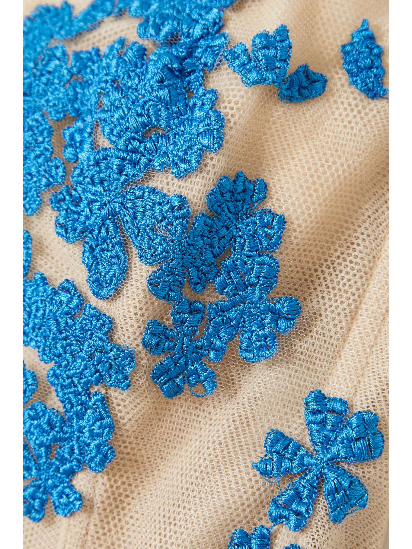 MONIQUE LHUILLIER Appliquéd tulle midi dress NETAPORTER