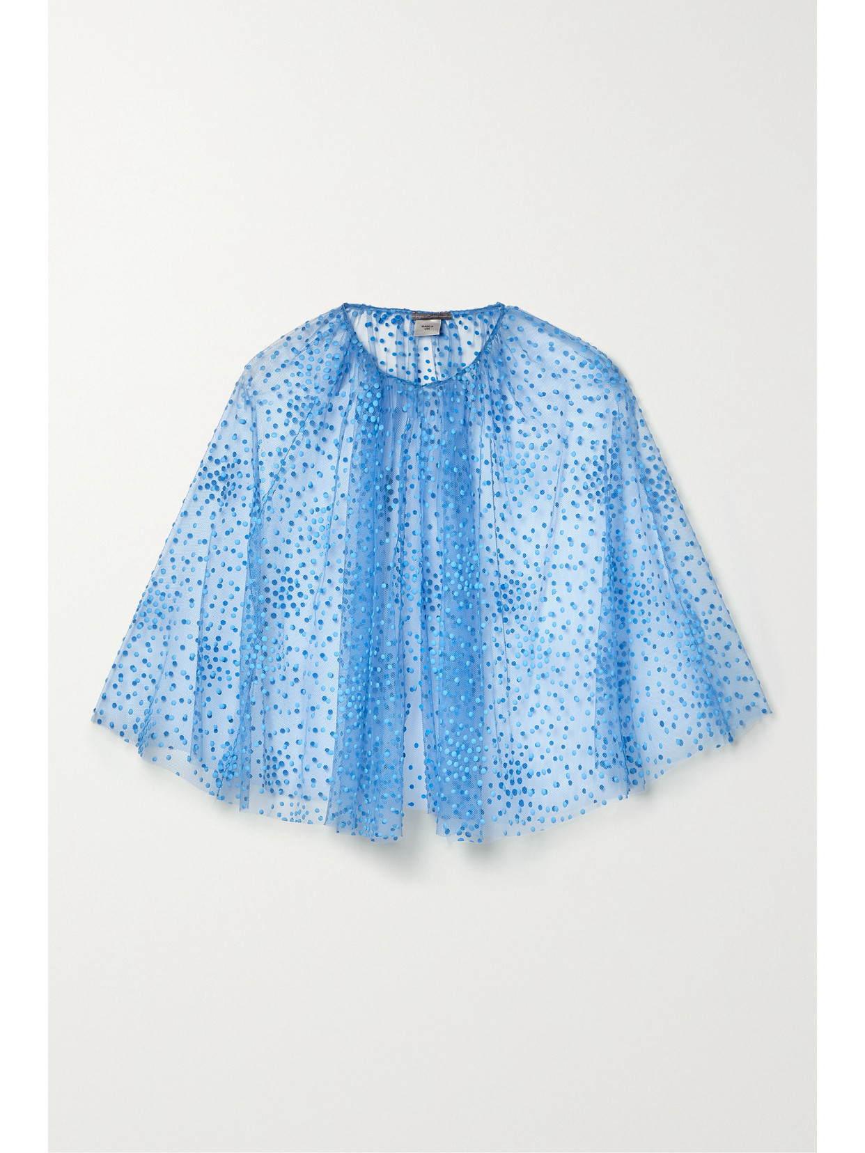 Monique Lhuillier Polka-dot Tulle Cape In Blue