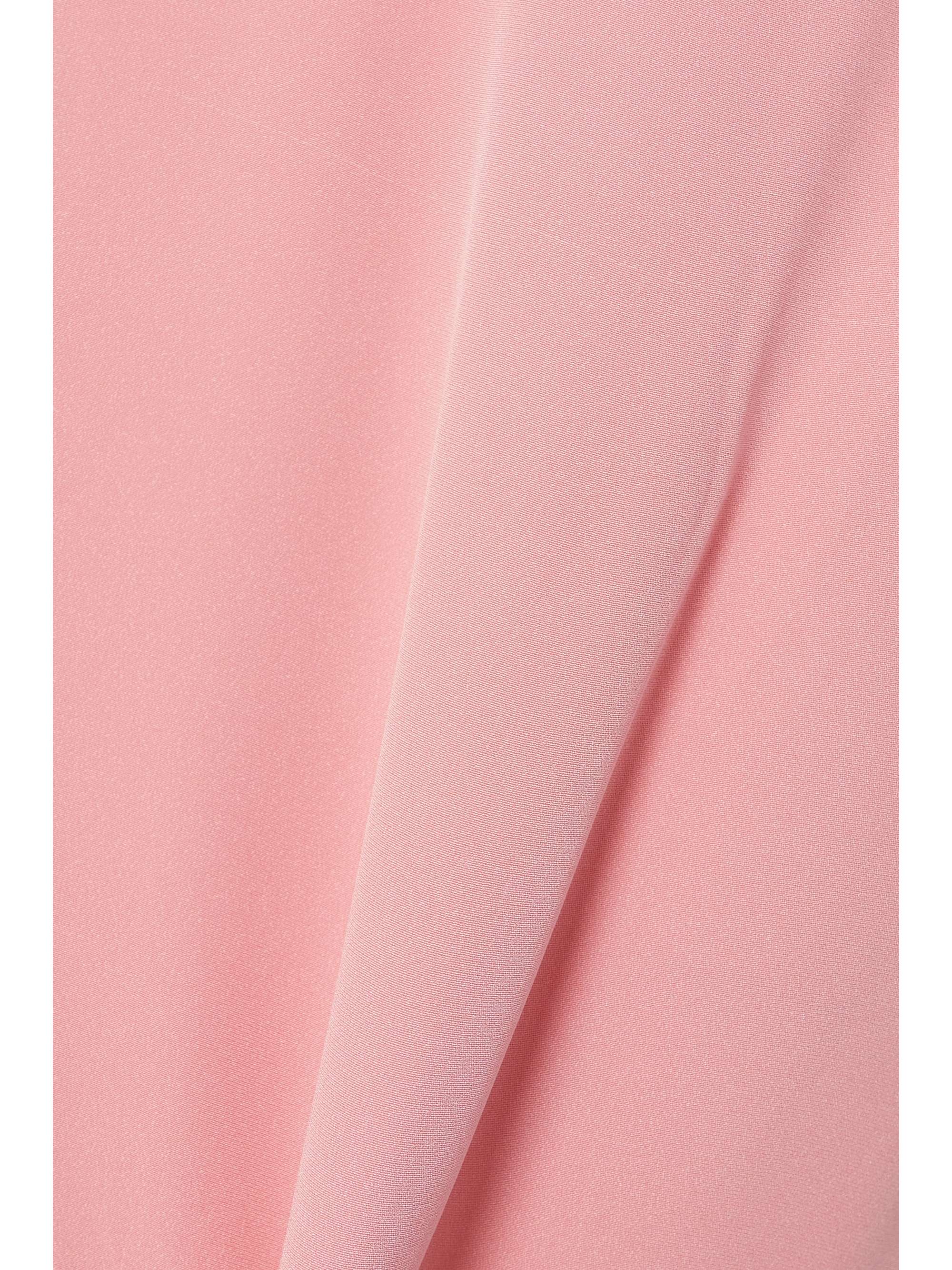 MONIQUE LHUILLIER One-sleeve feather-trimmed silk-crepe gown