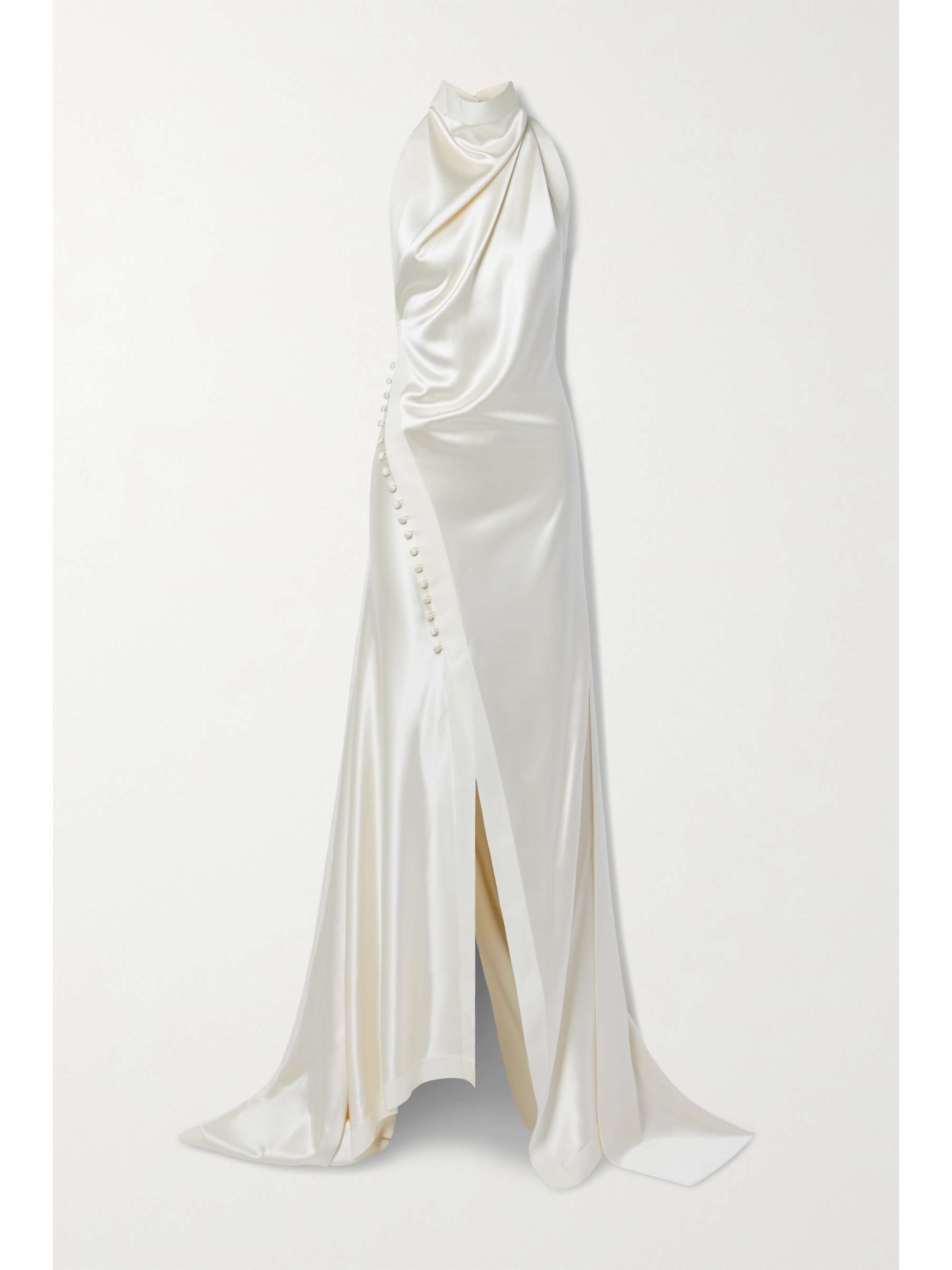 DANIELLE FRANKEL Sasha draped silk-charmeuse halterneck gown