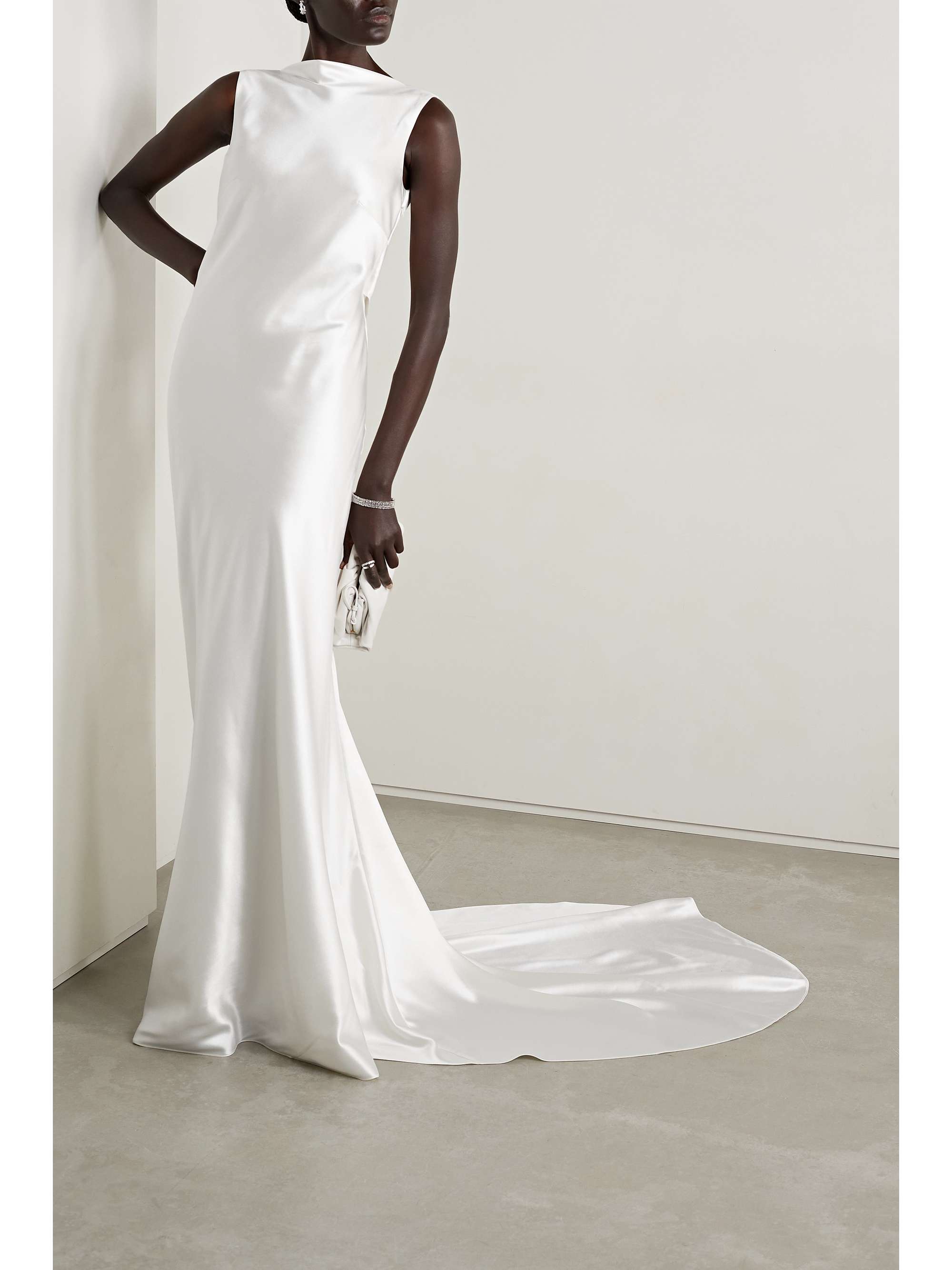 DANIELLE FRANKEL Charlie draped silk and wool-blend charmeuse gown