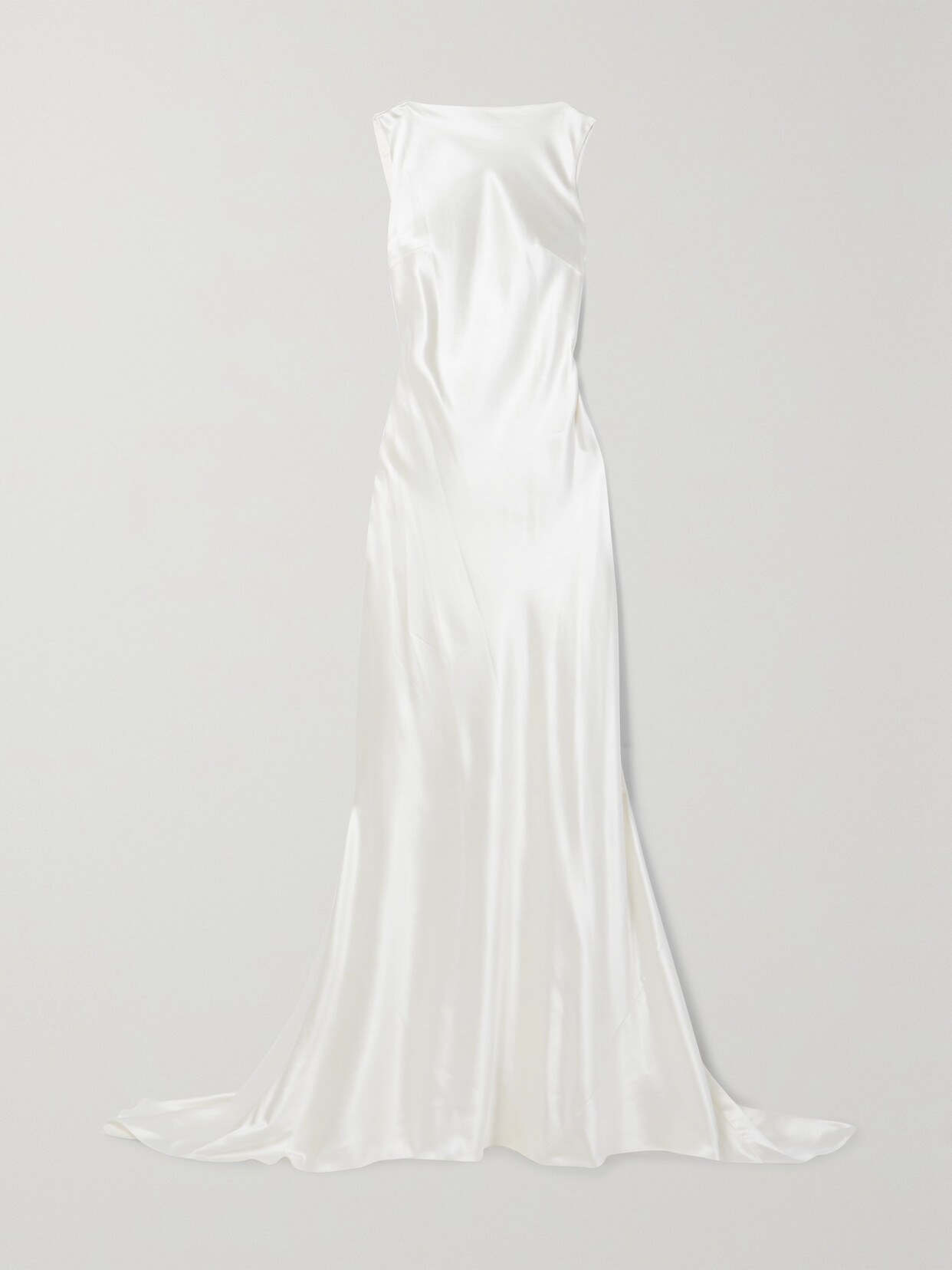Danielle Frankel Charlie Draped Silk And Wool-blend Charmeuse Gown - Ivory
