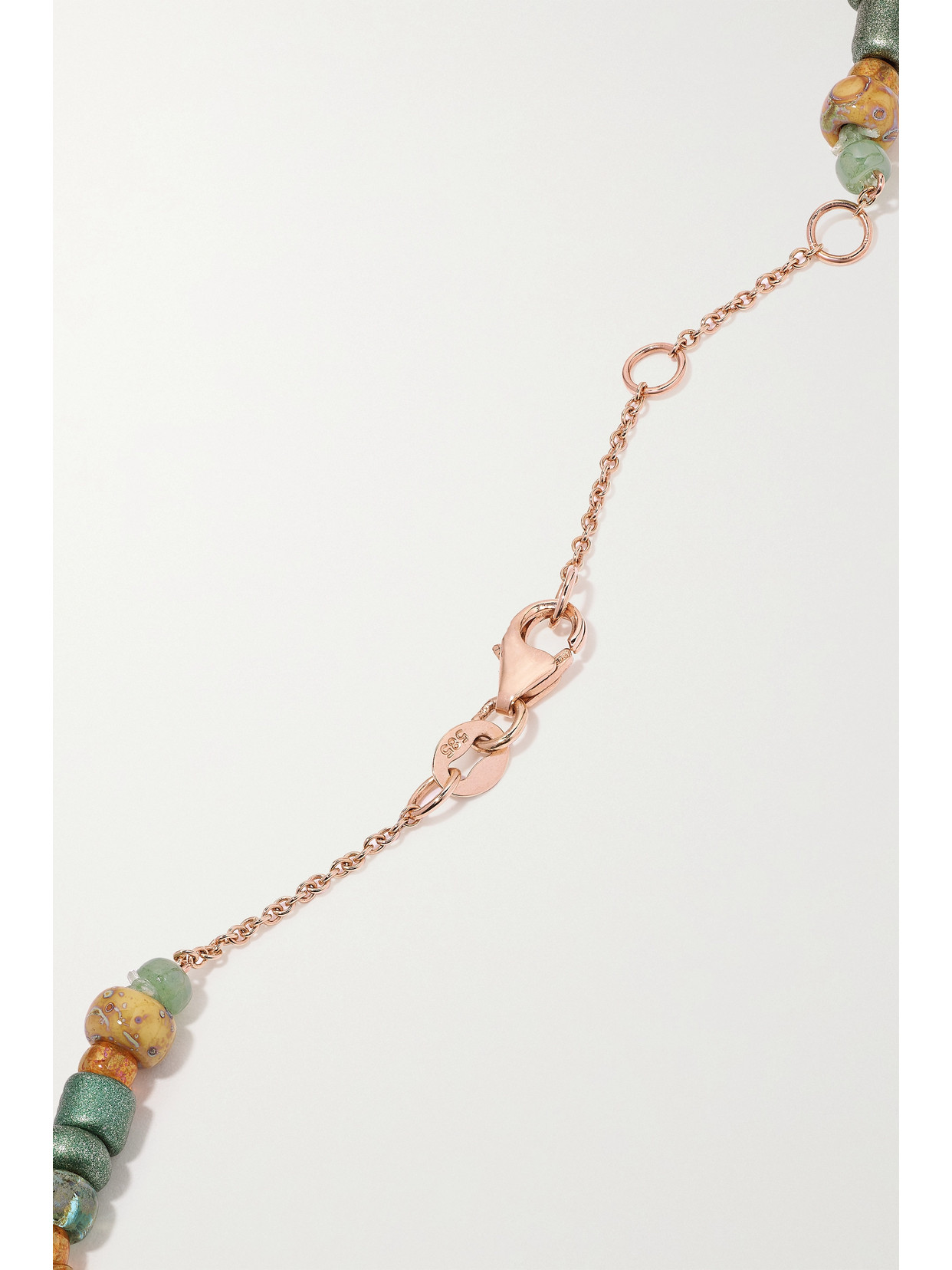 Shop Diane Kordas 14-karat Rose Gold, Bead And Diamond Necklace