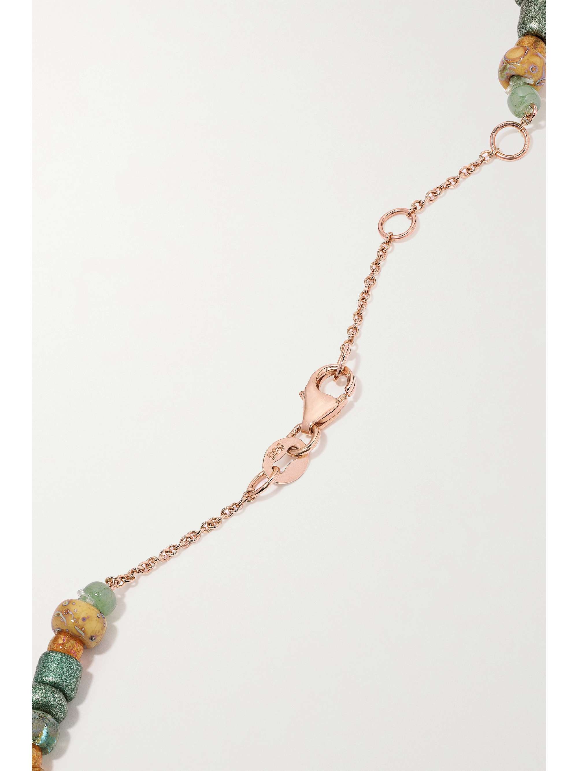 DIANE KORDAS 14-karat rose gold, bead and diamond necklace