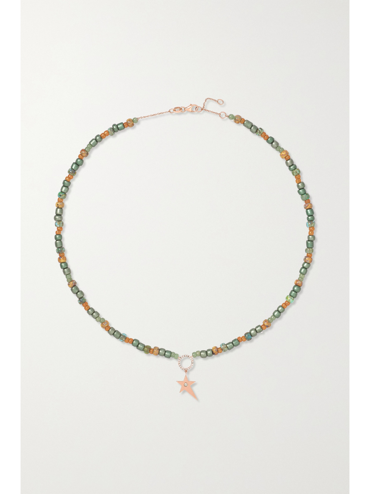 Diane Kordas 14-karat Rose Gold, Bead And Diamond Necklace In Gold