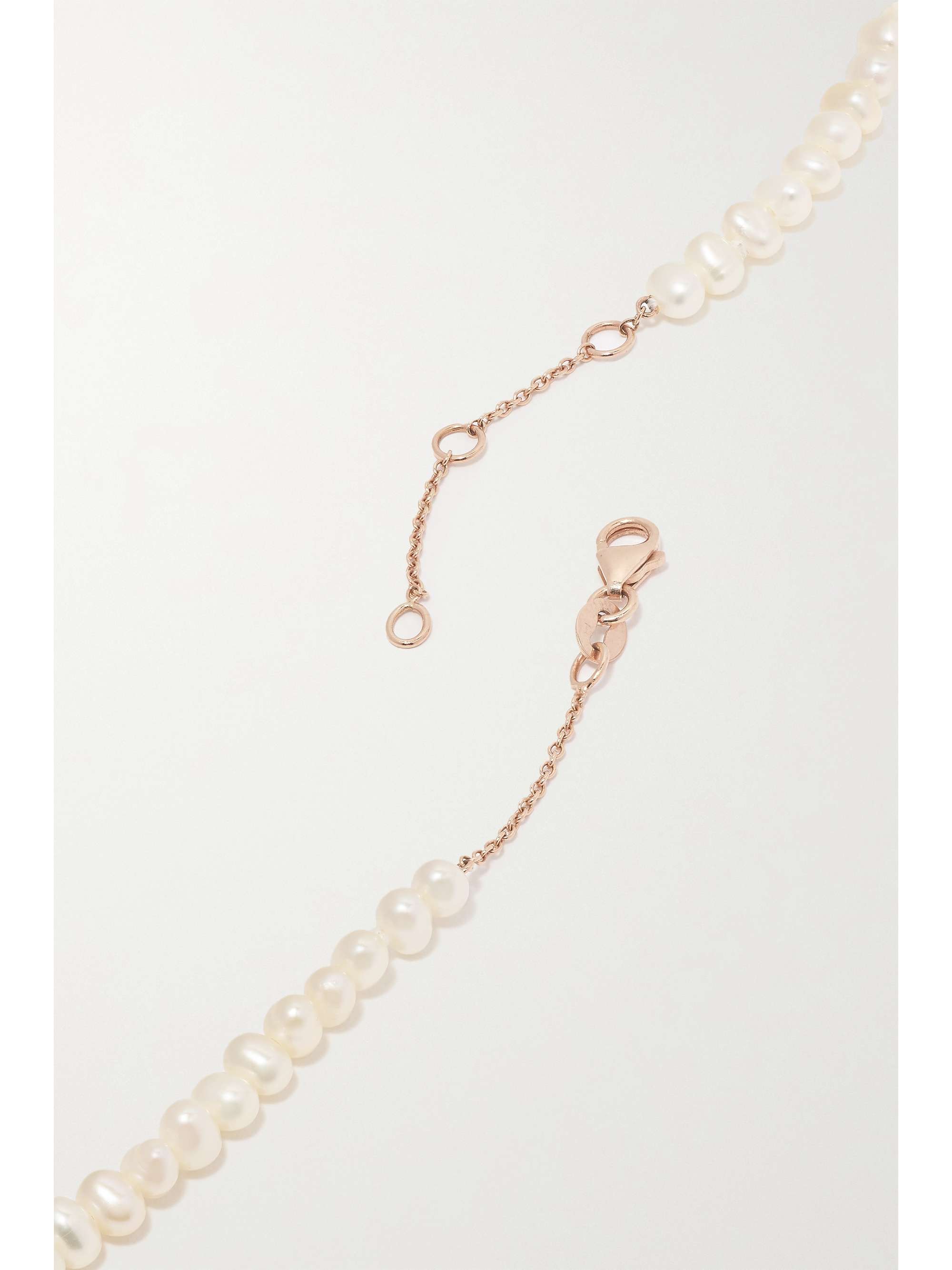 DIANE KORDAS Evil Eye 14-karat rose gold, pearl and diamond necklace