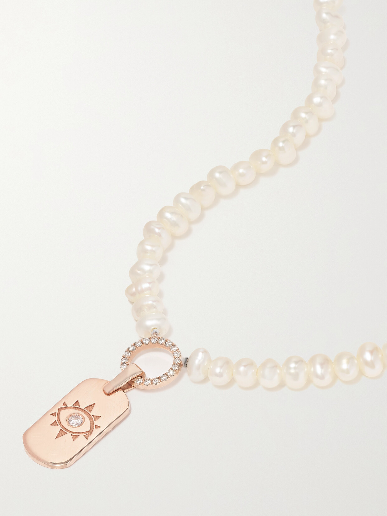 Diane Kordas Evil Eye 14-karat Rose Gold, Pearl And Diamond Necklace