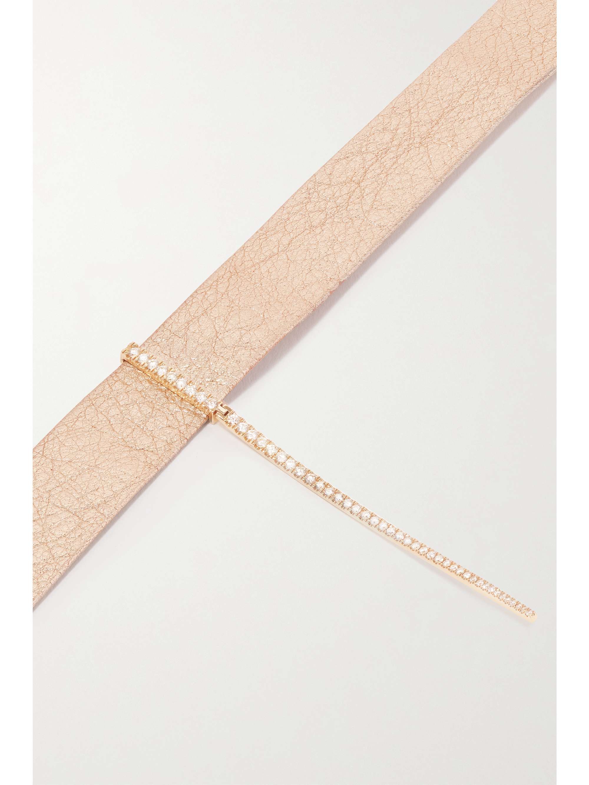 DIANE KORDAS Snake-effect faux leather, 18-karat white gold and diamond choker