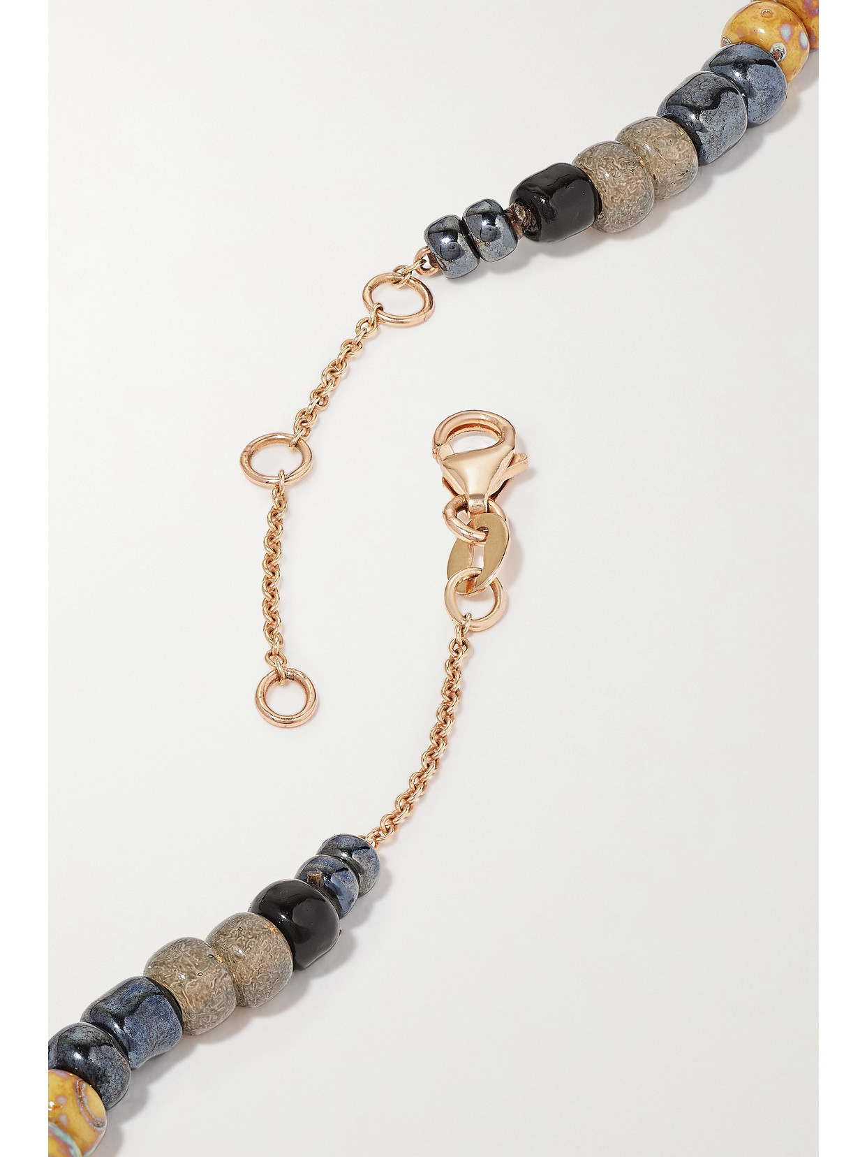 Shop Diane Kordas 14-karat Rose Gold, Bead And Diamond Necklace