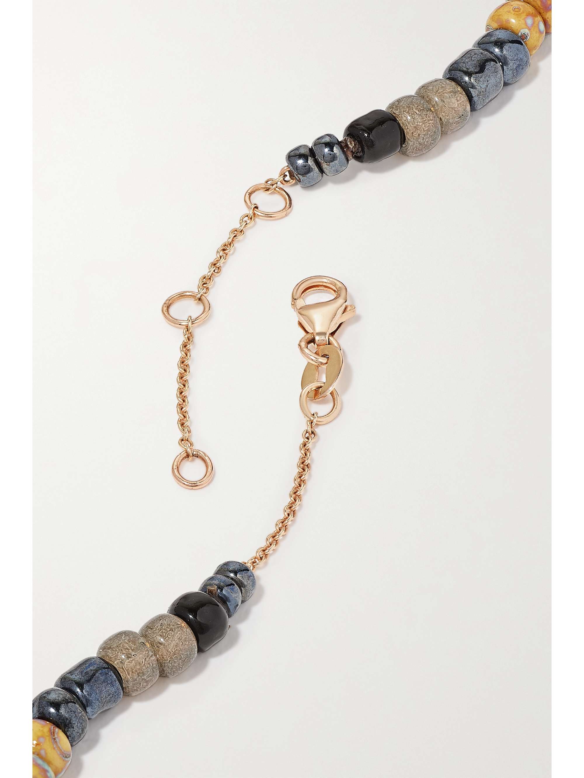 DIANE KORDAS 14-karat rose gold, bead and diamond necklace