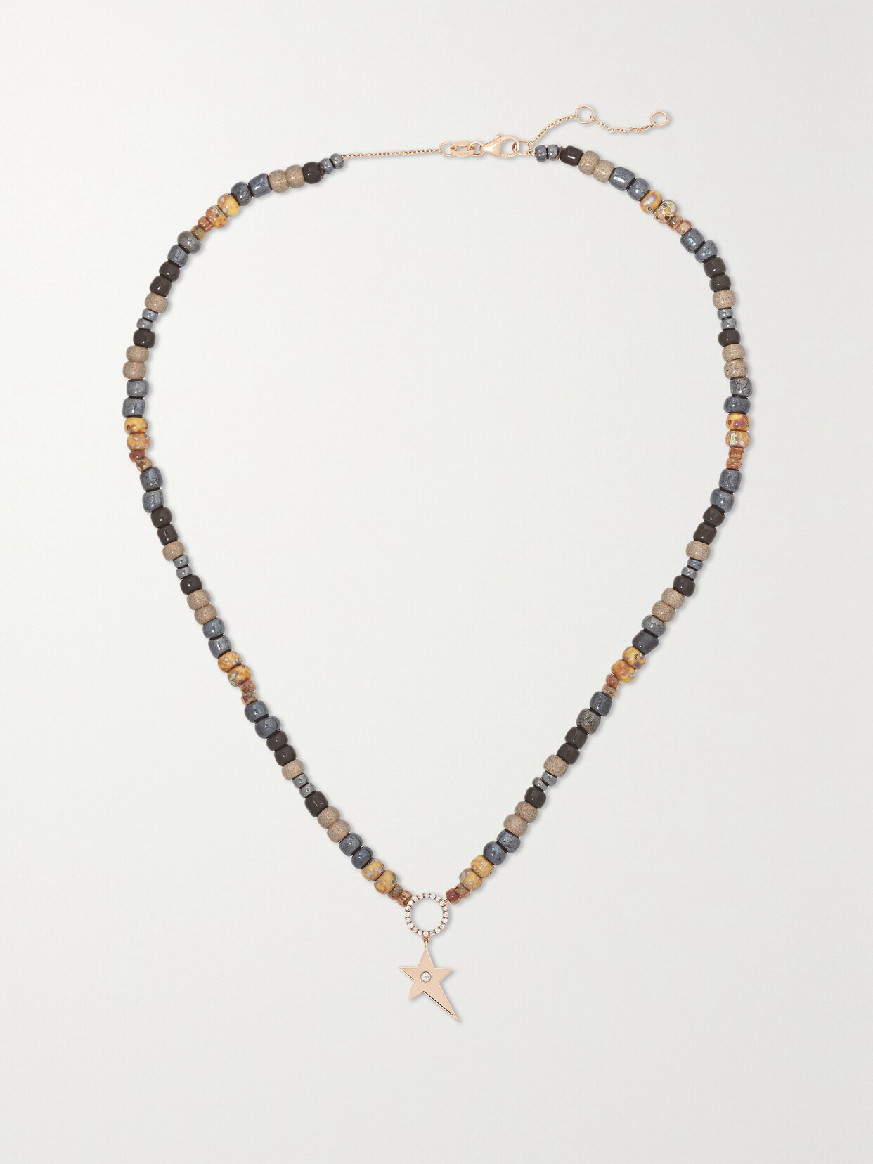 Diane Kordas 14-karat Rose Gold, Bead And Diamond Necklace