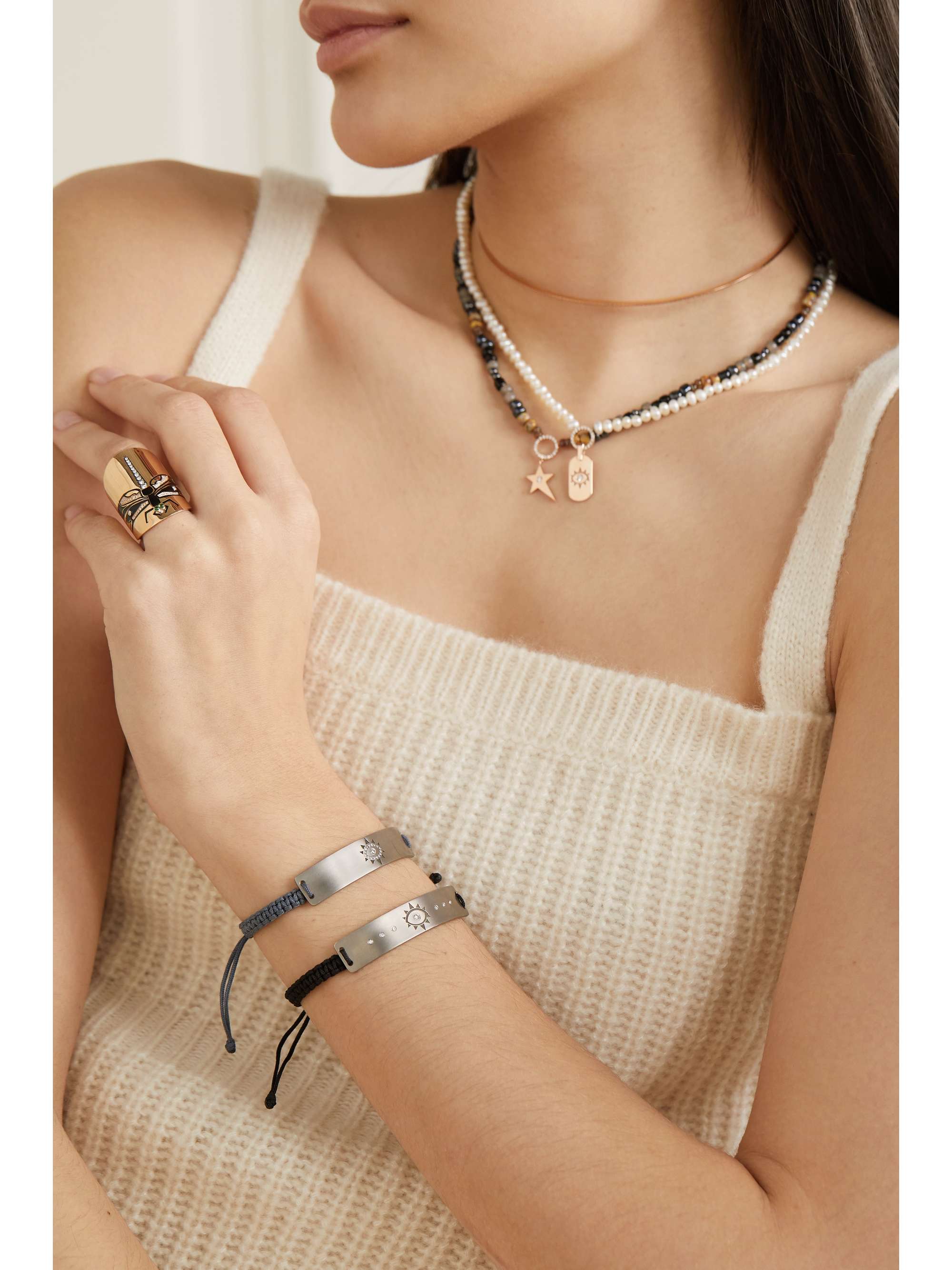DIANE KORDAS Evil Eye 钛、编绳、钻石手链