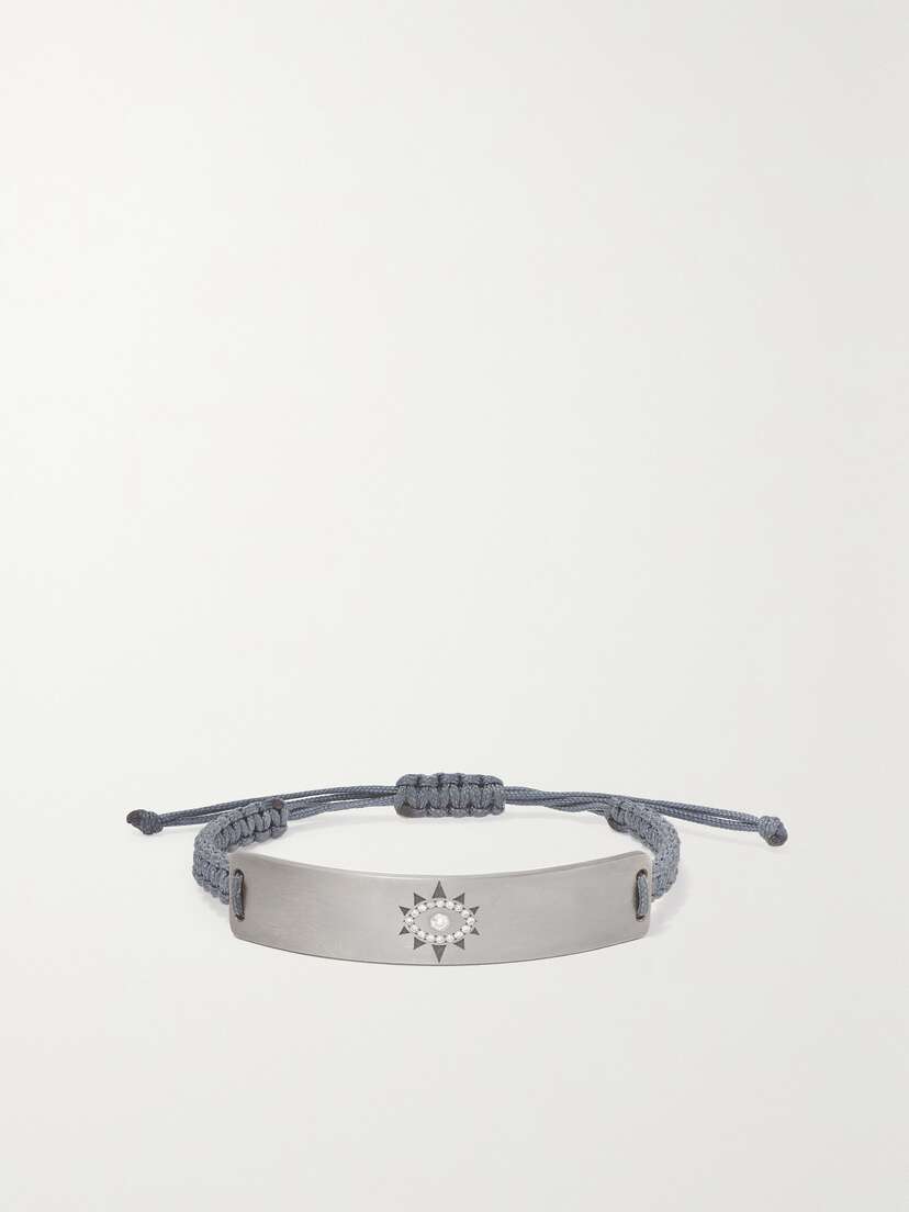 Diane Kordas Evil Eye Titanium, Cord And Diamond Bracelet