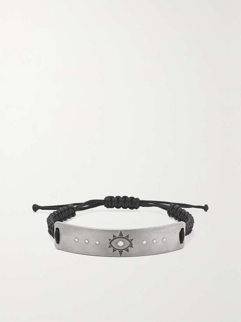 Diane Kordas Evil Eye Titanium, Cord And Diamond Bracelet