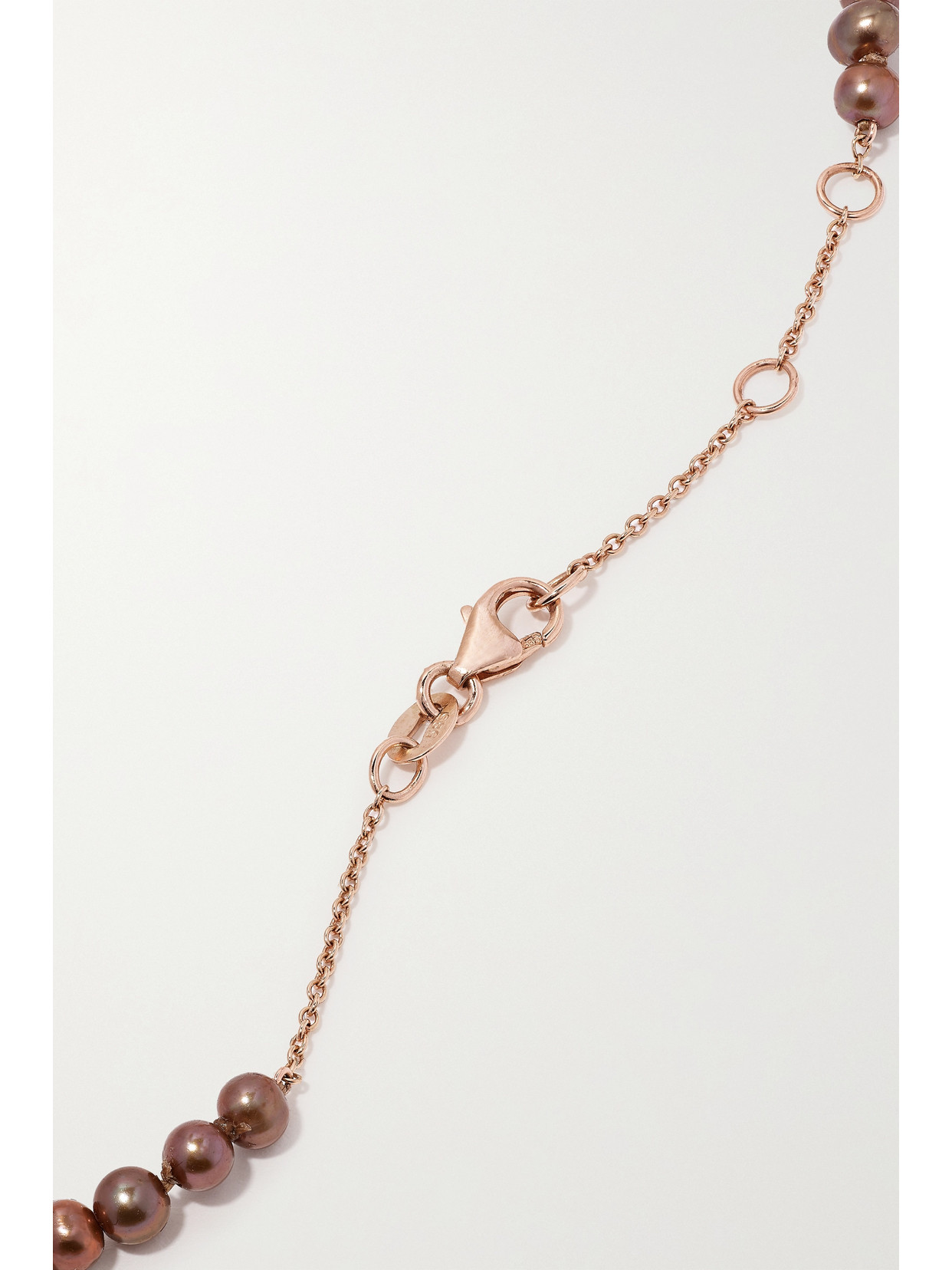 Shop Diane Kordas 14-karat Rose Gold, Pearl And Diamond Necklace